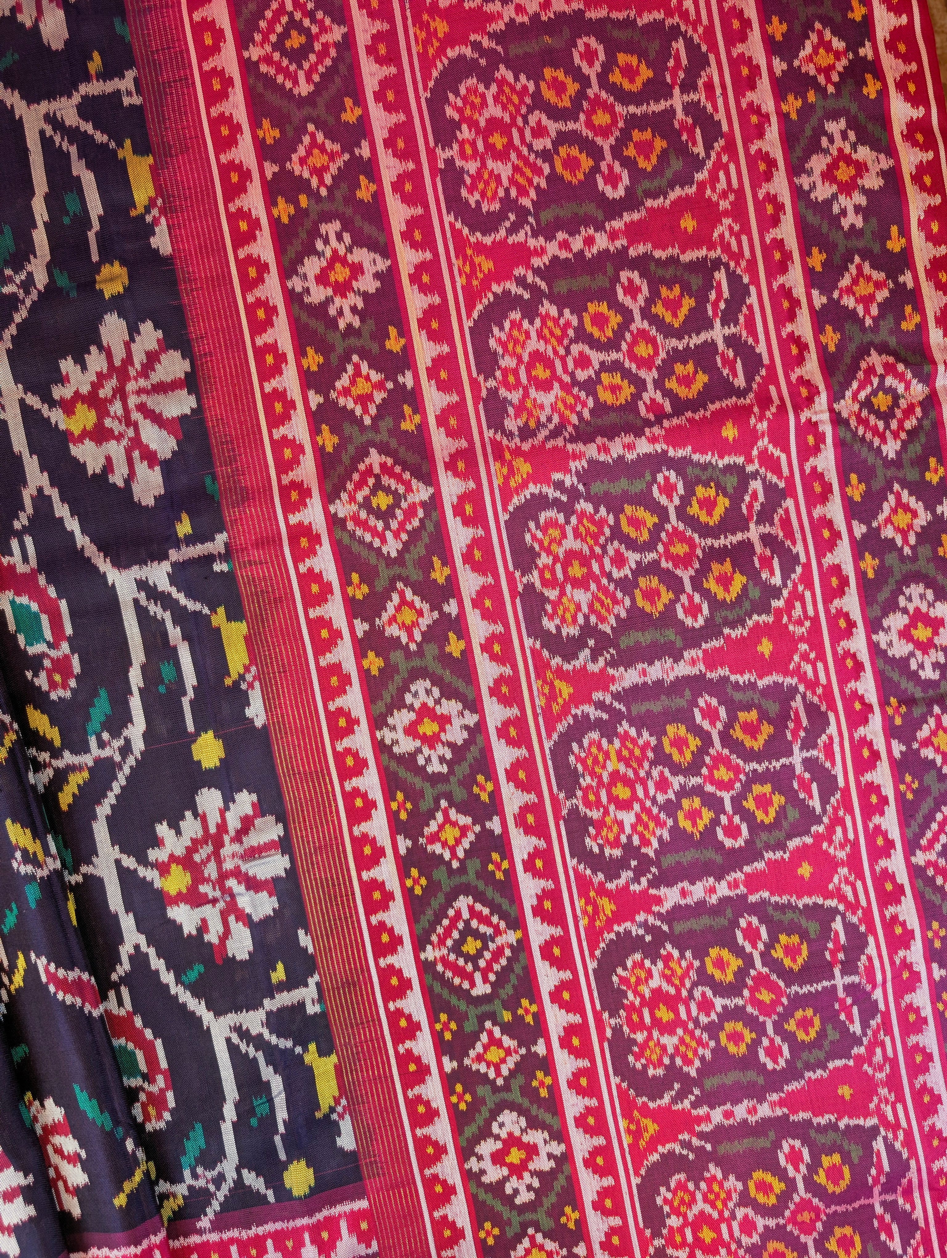 Handloom Patola Pure Silk Saree X Deep Indigo Purple