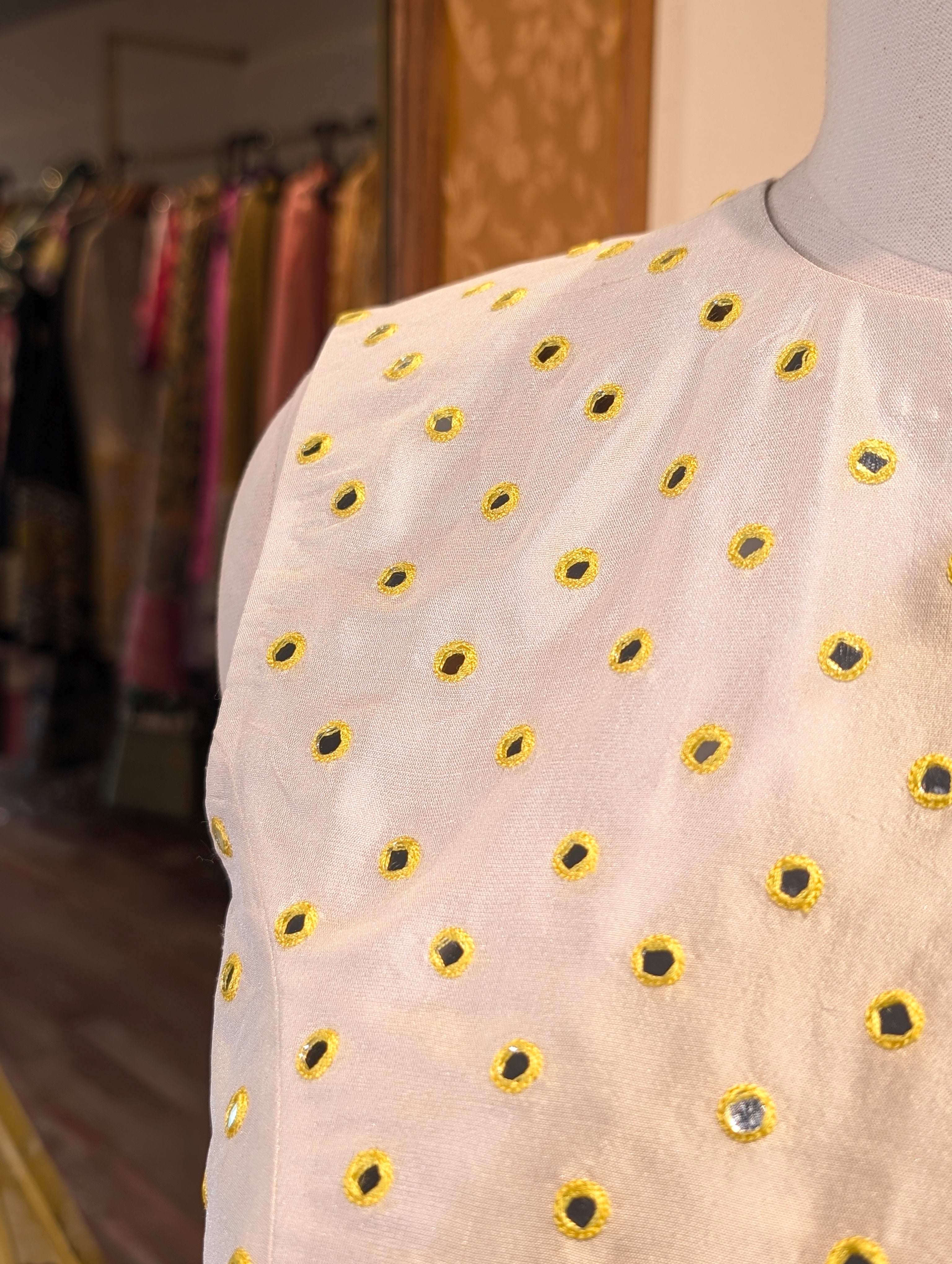 Sunny Yellow Floral Lehenga with Embellished White Blouse