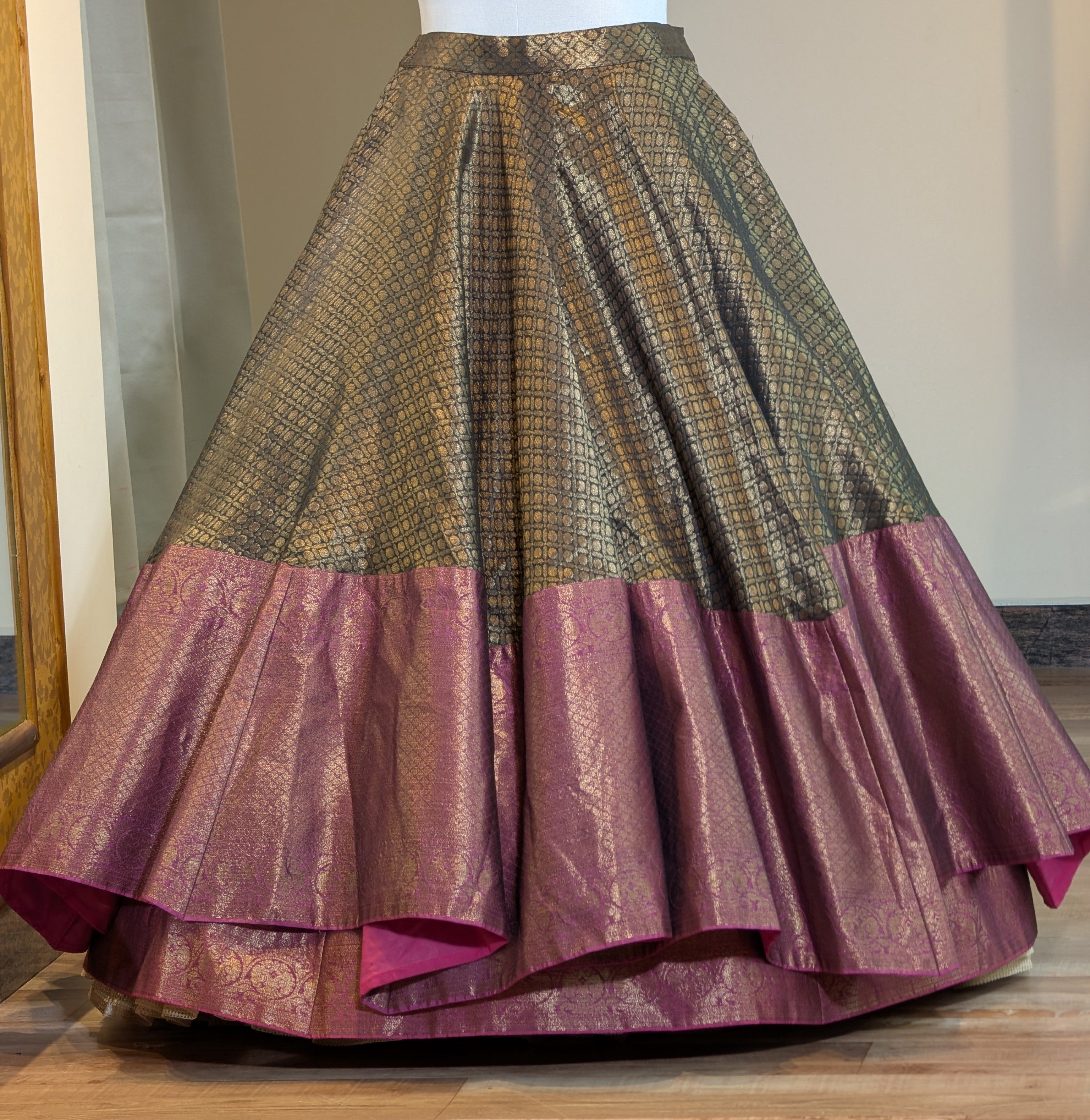 Classic Black & Magenta Banarasi Lehenga