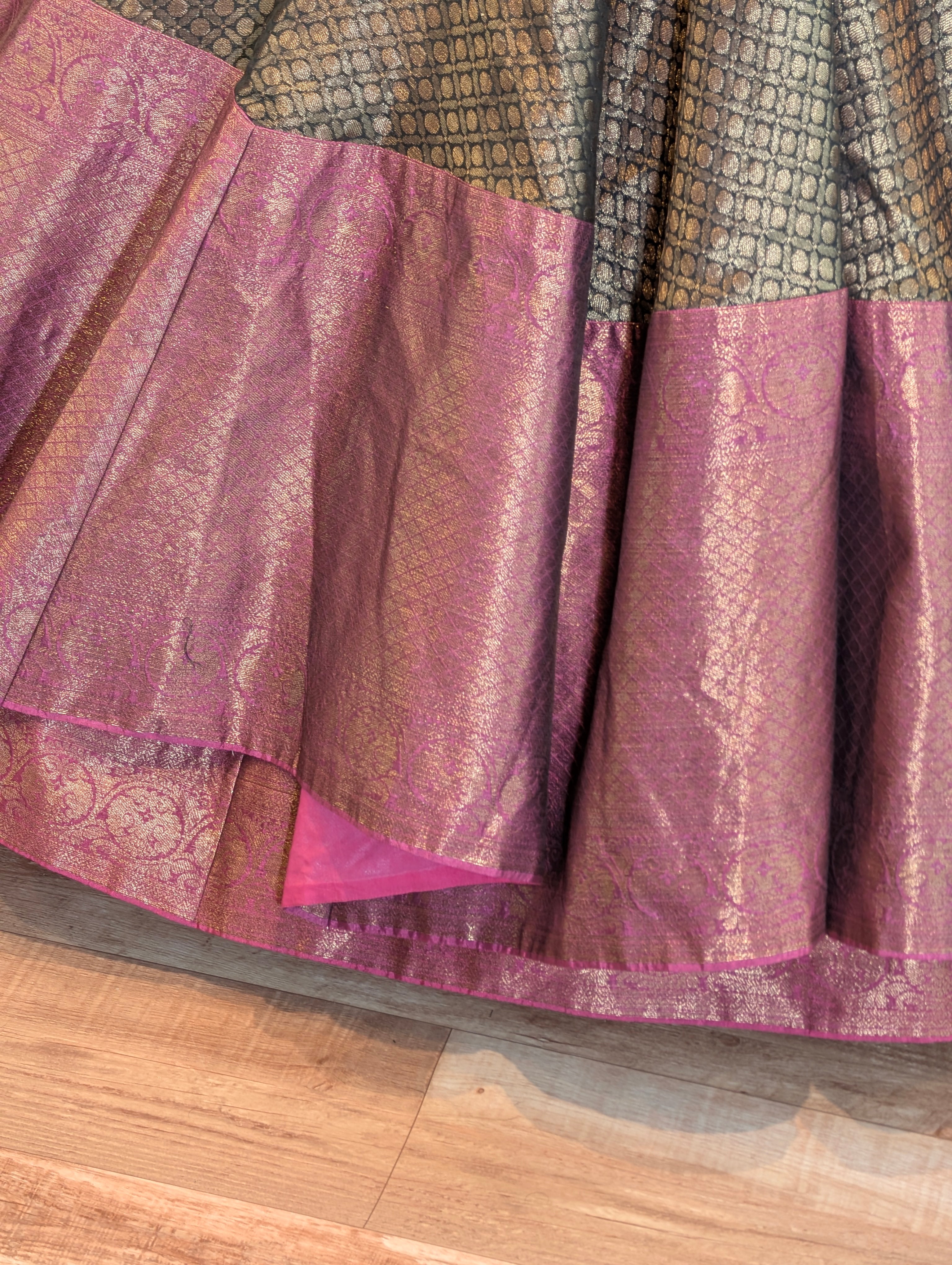 Classic Black & Magenta Banarasi Lehenga