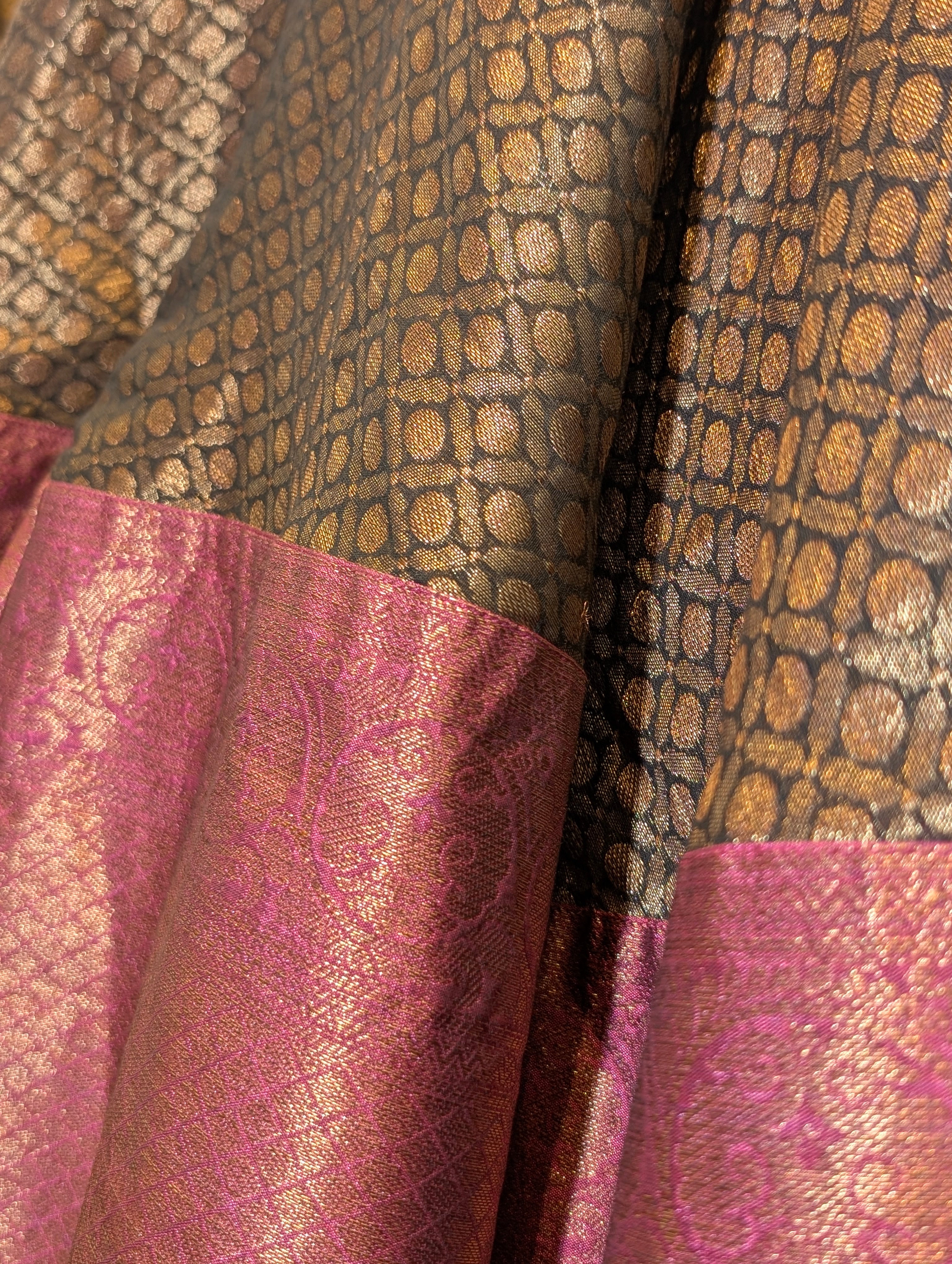 Classic Black & Magenta Banarasi Lehenga
