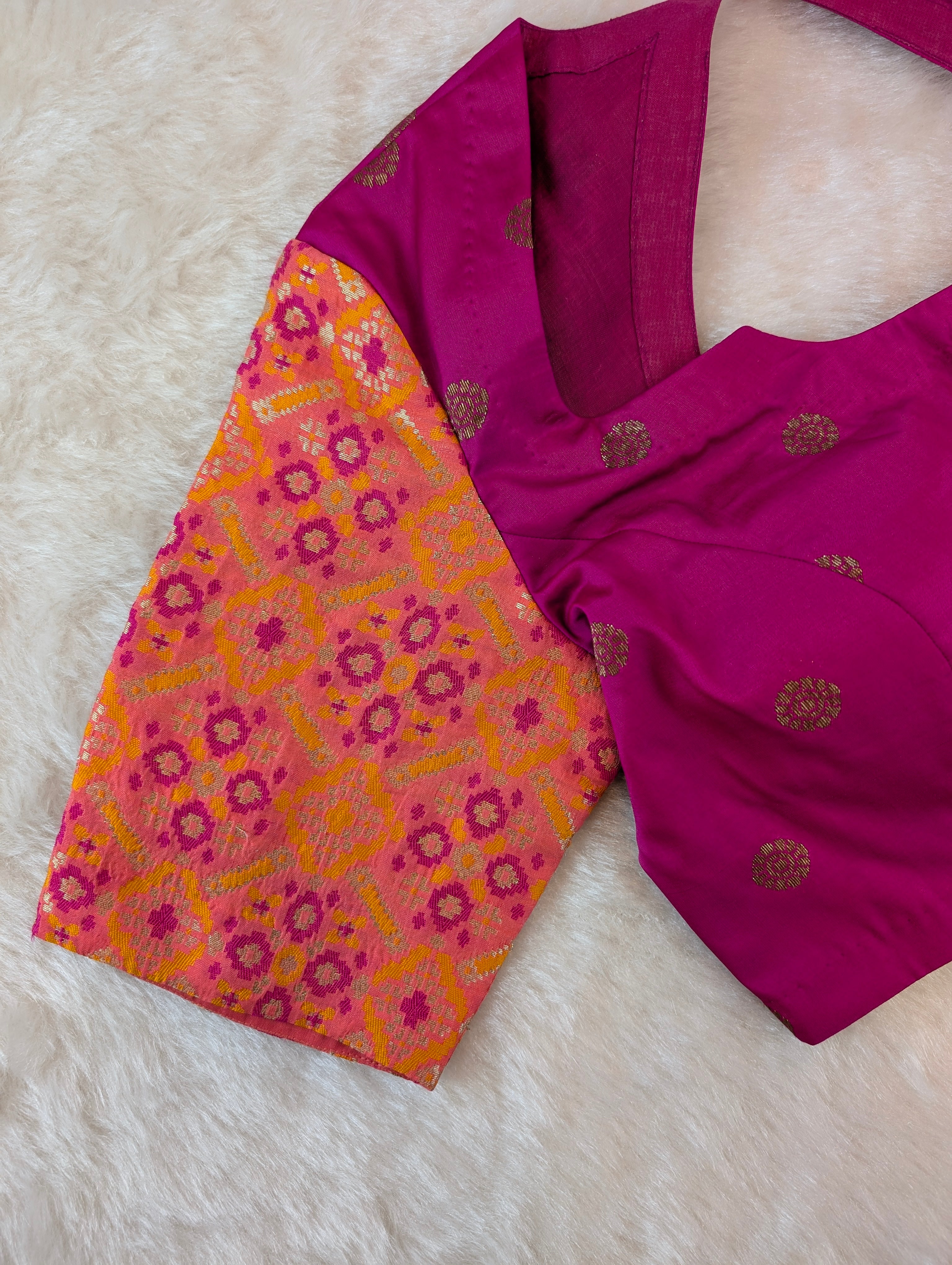 Magenta & Mustard Plain Blouse