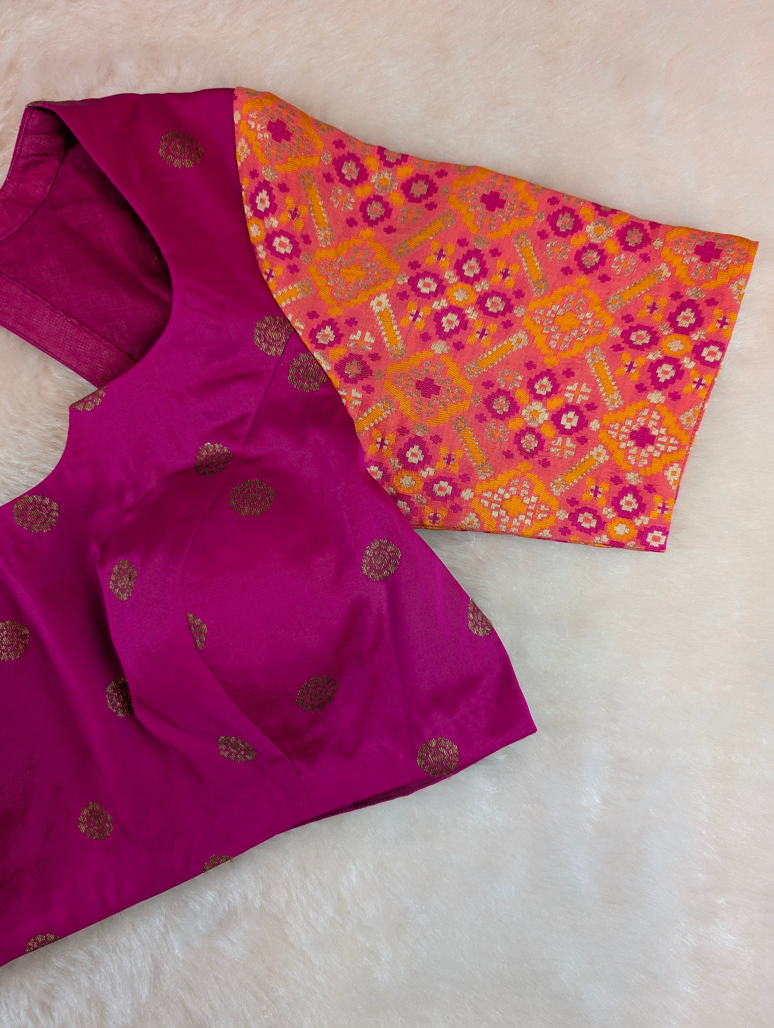 Magenta & Mustard Plain Blouse