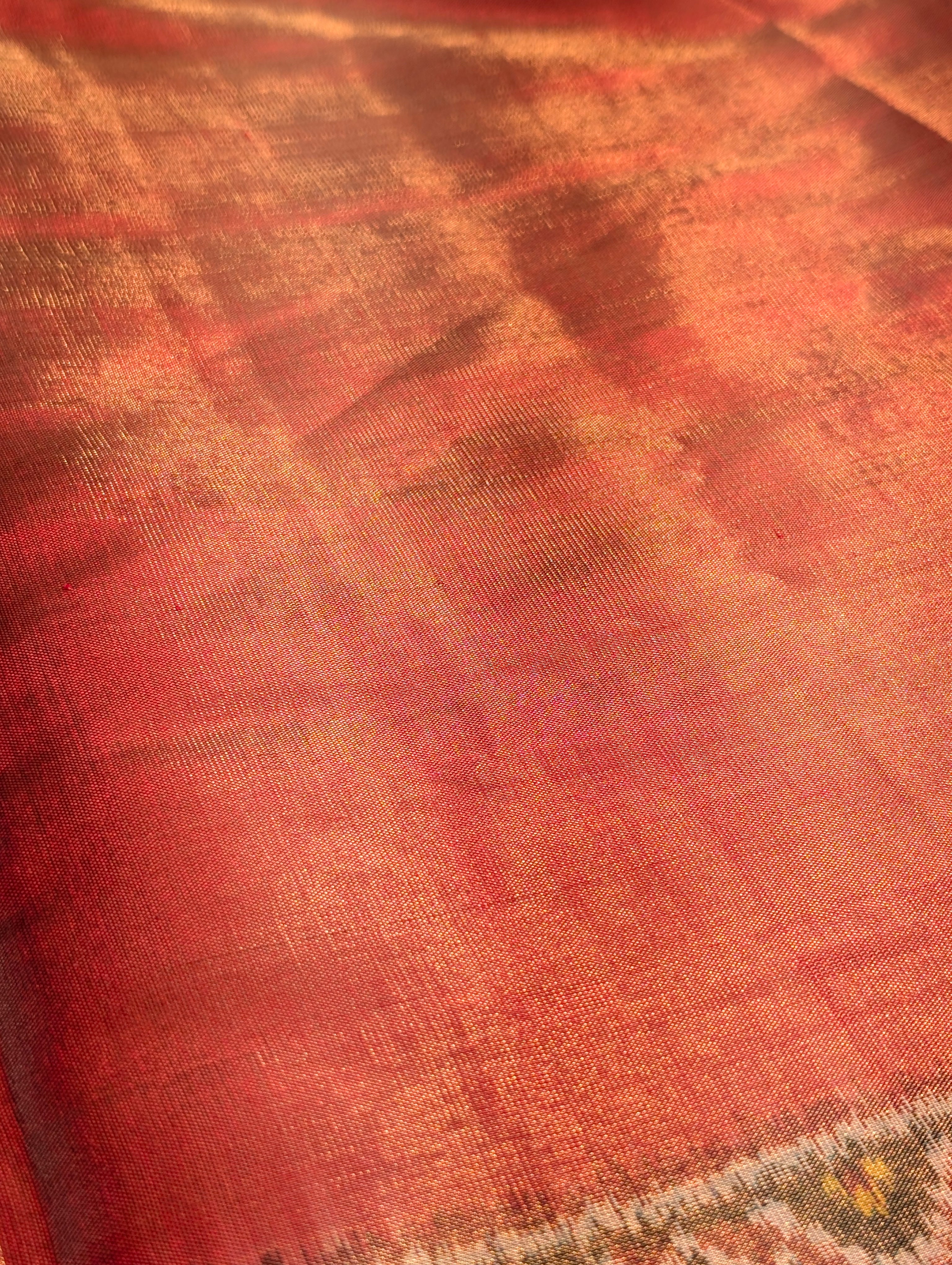 Handloom Tissue Patola Pure Silk Saree X Classic Red