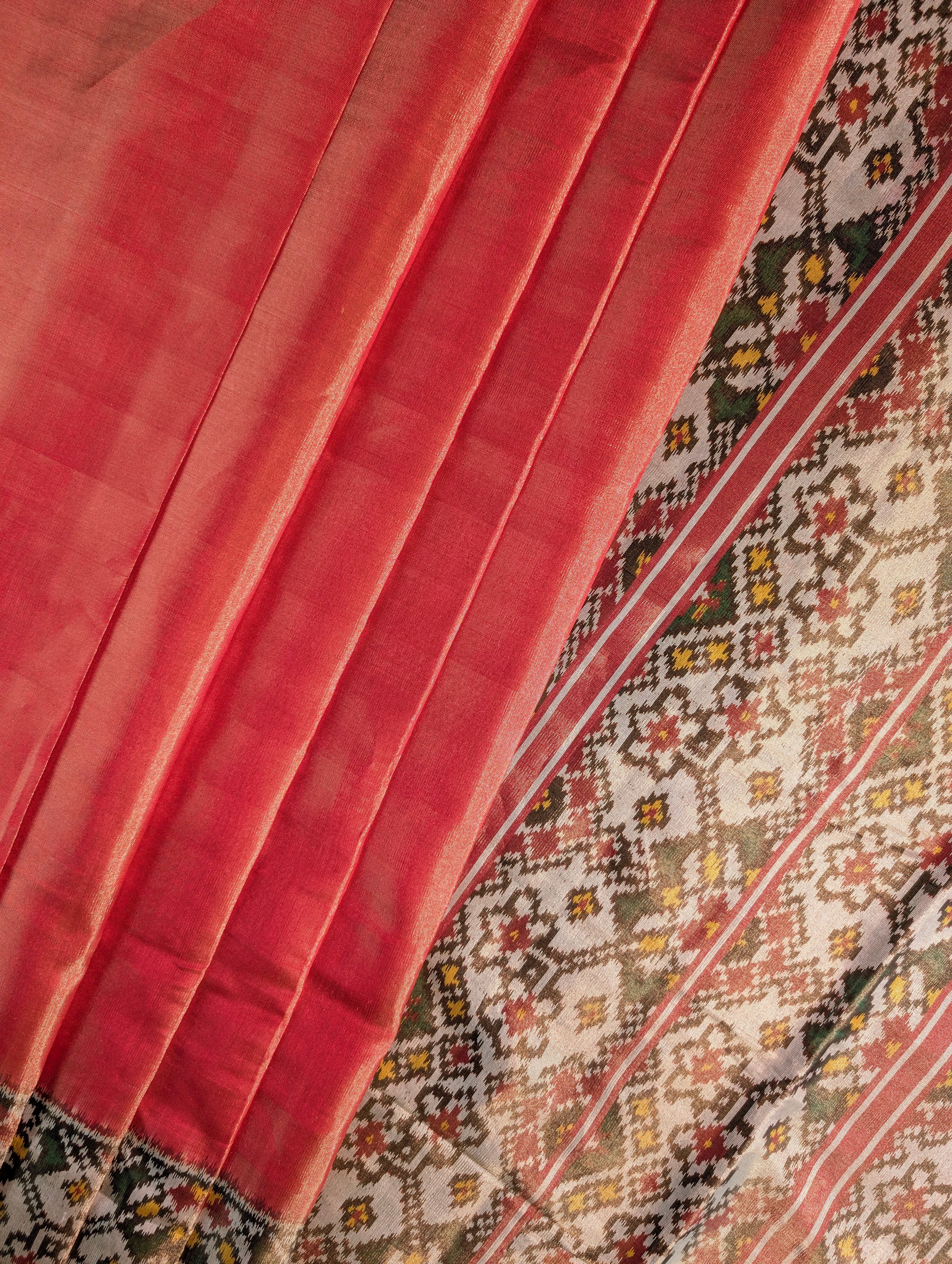 Handloom Tissue Patola Pure Silk Saree X Classic Red