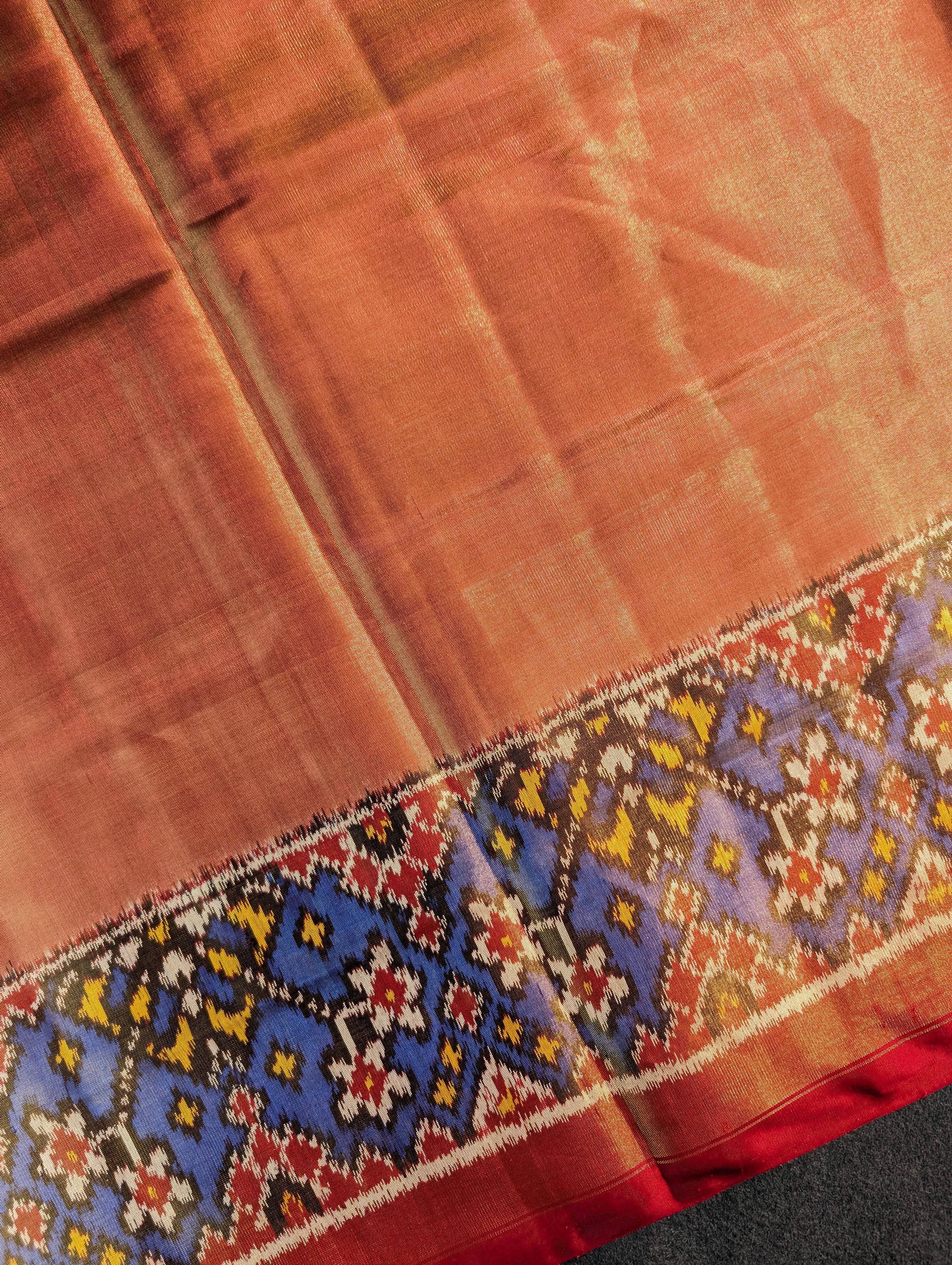 Handloom Tissue Patola Pure Silk Saree X Purple Border