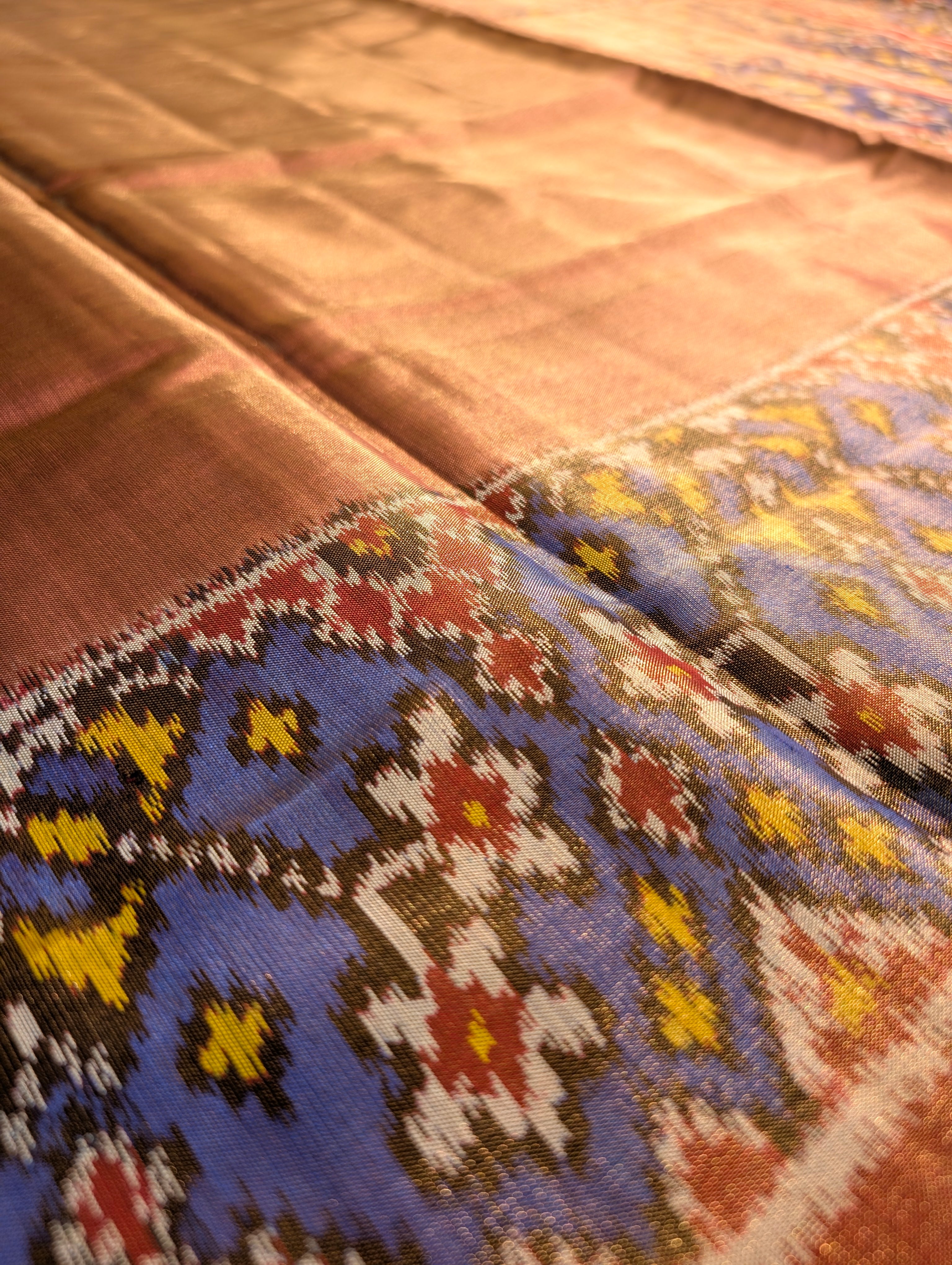 Handloom Tissue Patola Pure Silk Saree X Purple Border