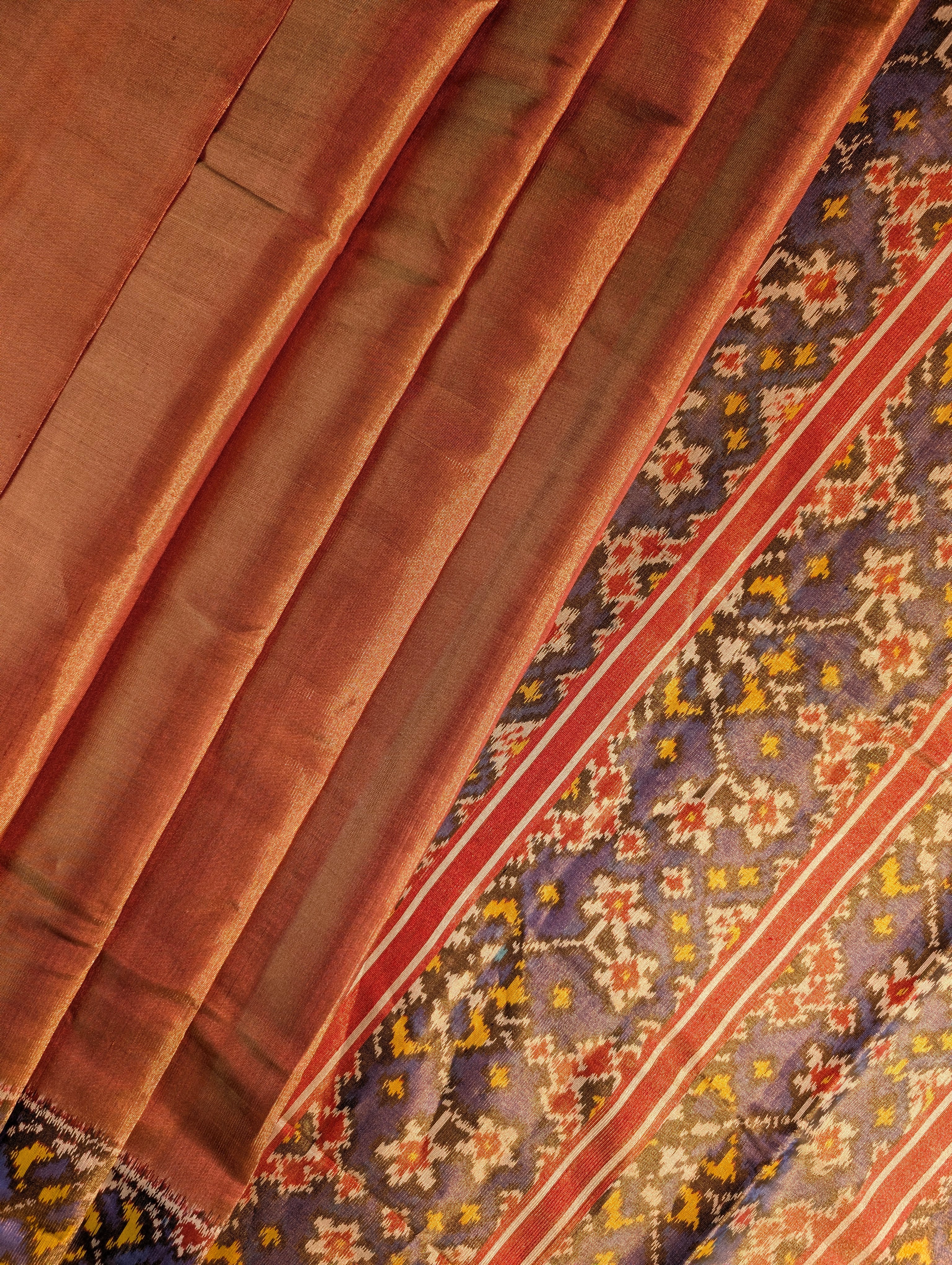 Handloom Tissue Patola Pure Silk Saree X Purple Border