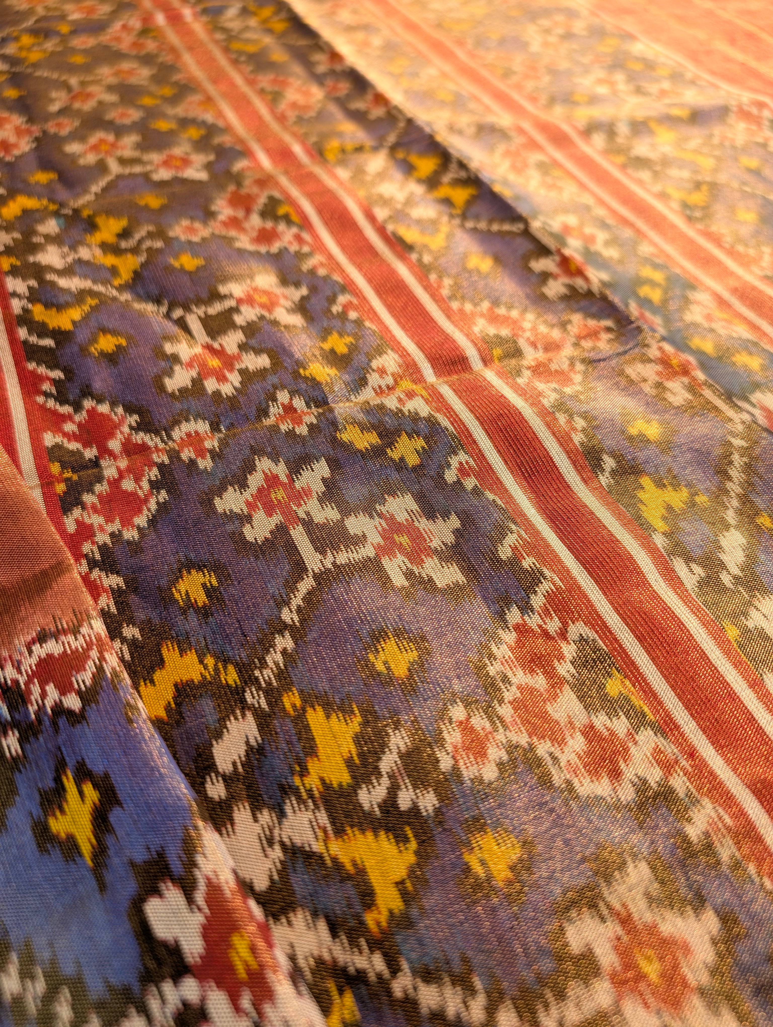 Handloom Tissue Patola Pure Silk Saree X Purple Border