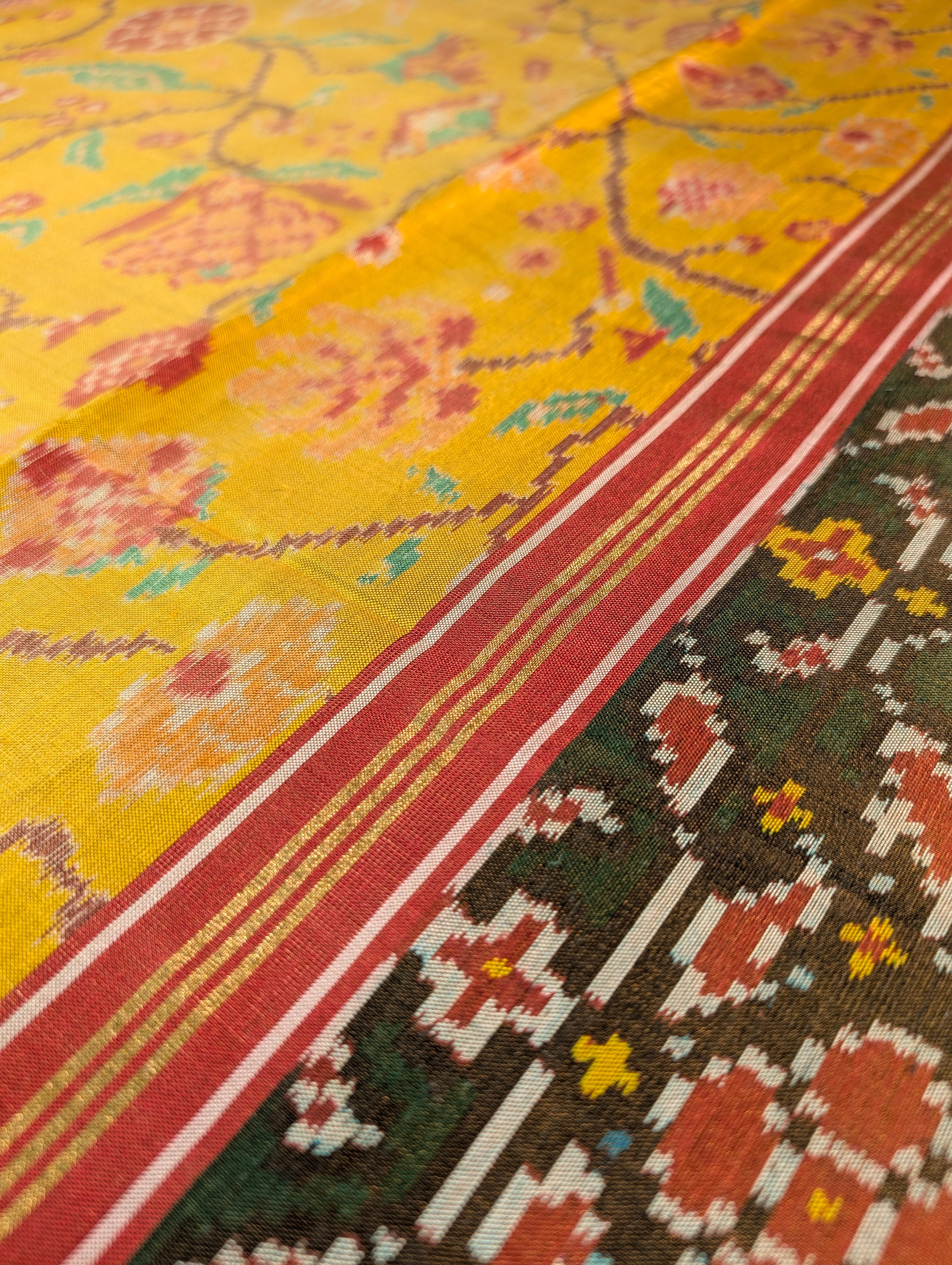 Handloom Tissue Patola Pure Silk Saree X Traditional Yellow