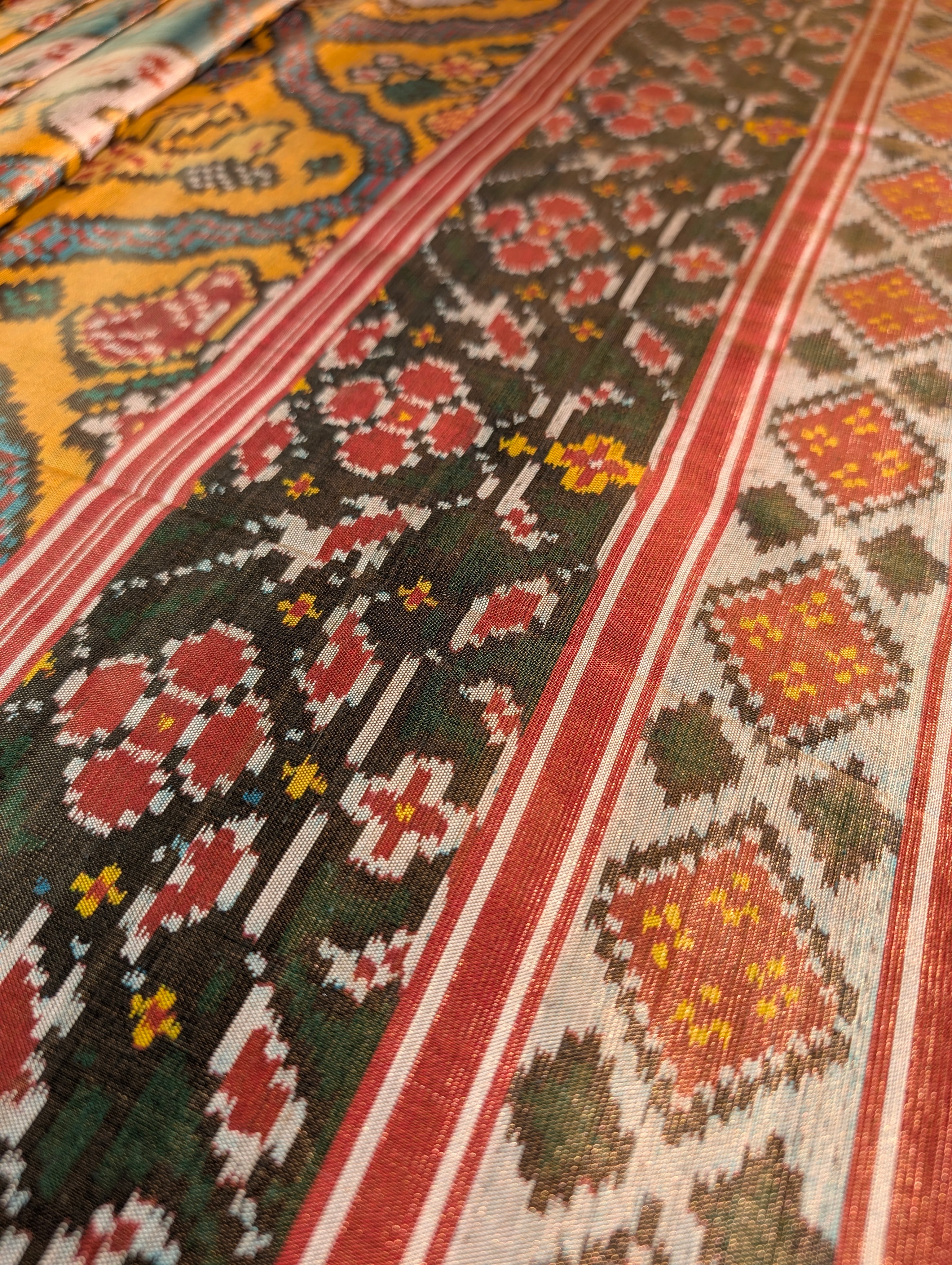 Handloom Tissue Patola Pure Silk Saree X Vibrant Yellow & Maroon