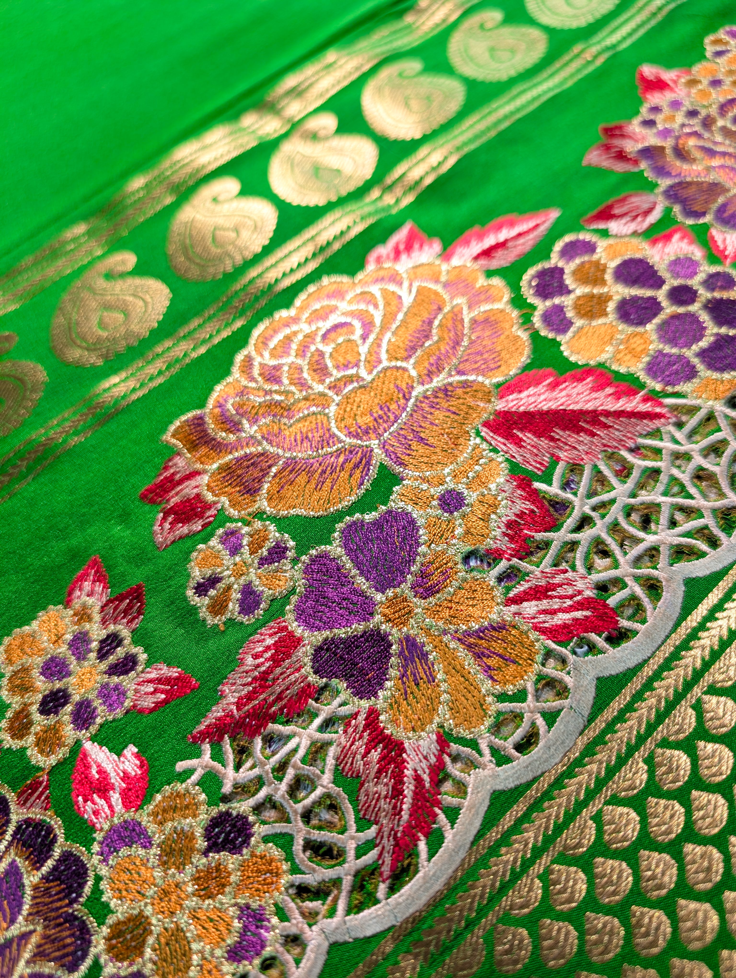 Pure Mysore Silk Crepe X Embroidery - Green
