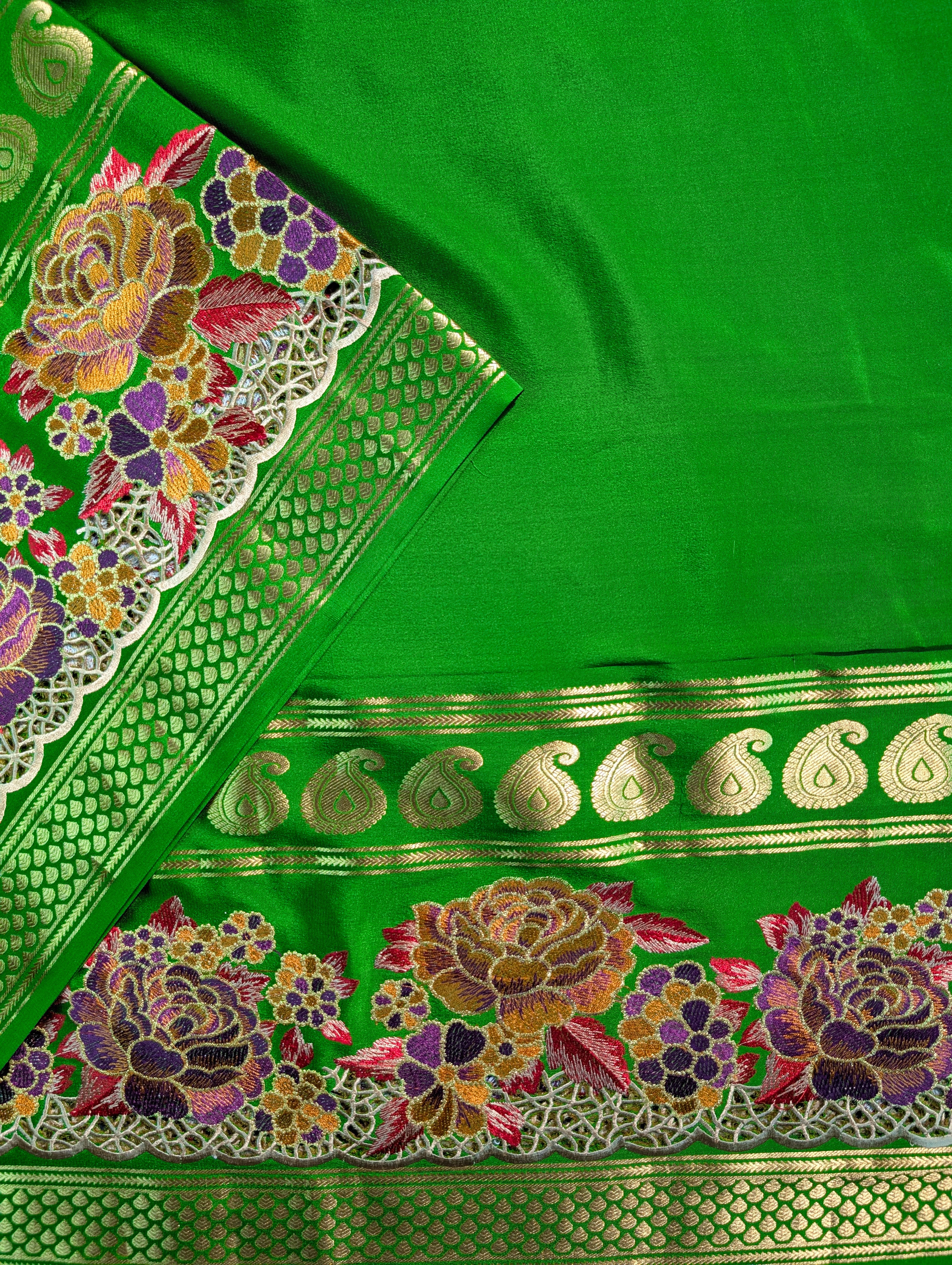 Pure Mysore Silk Crepe X Embroidery - Green