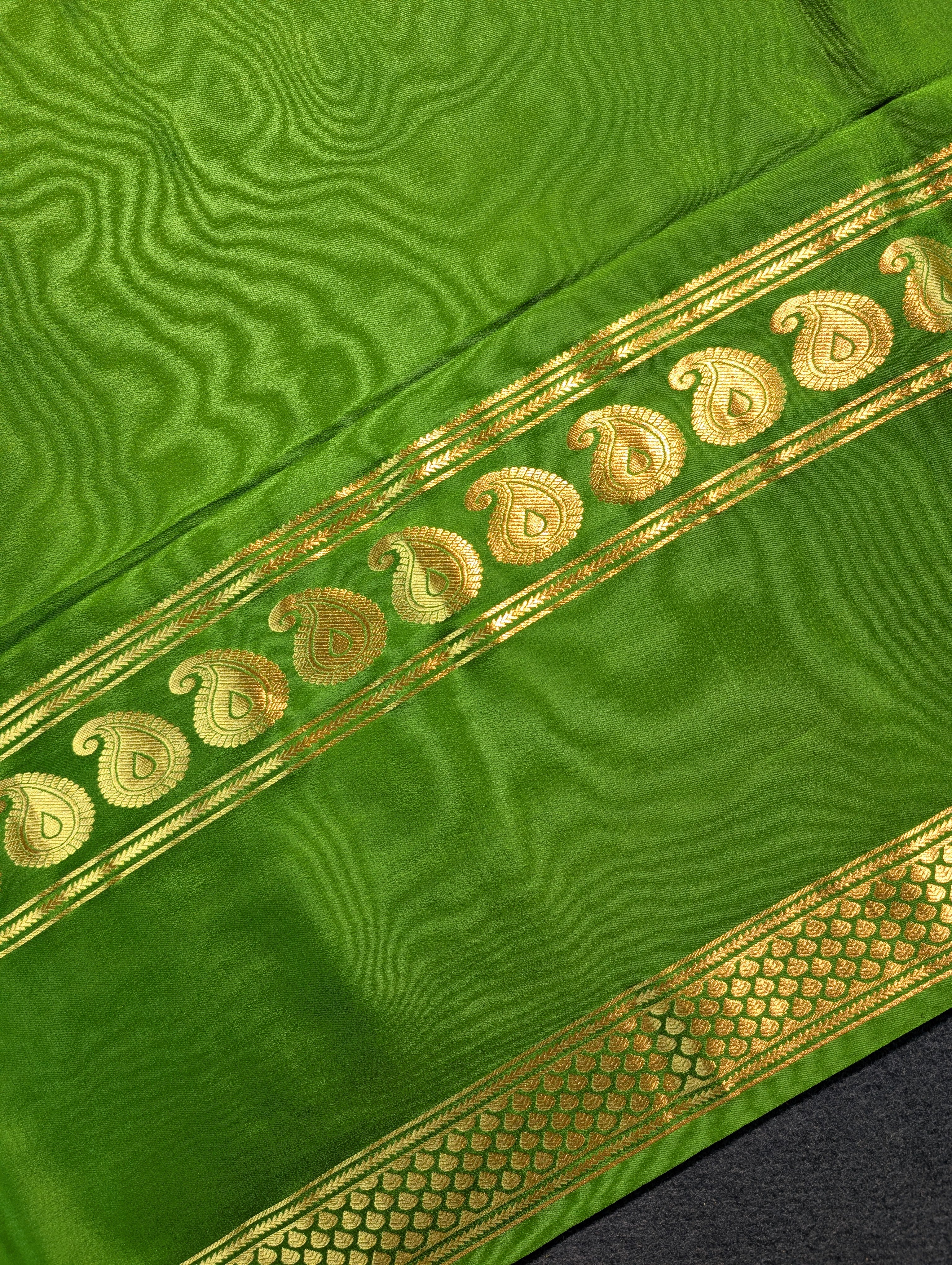 Pure Mysore Silk Crepe X Embroidery - Green