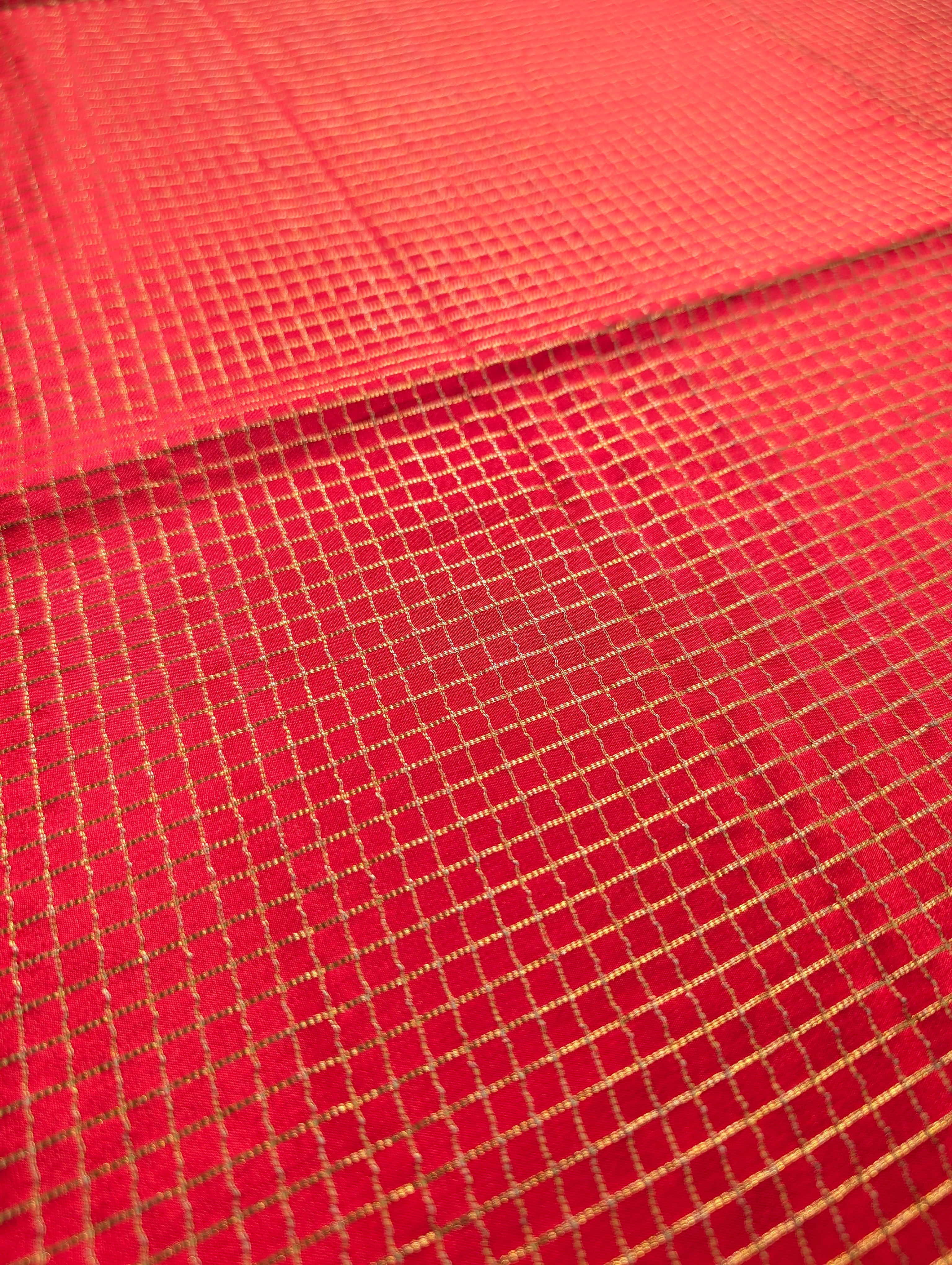 Pure Mysore Silk Crepe X Bandhani - Bright Red