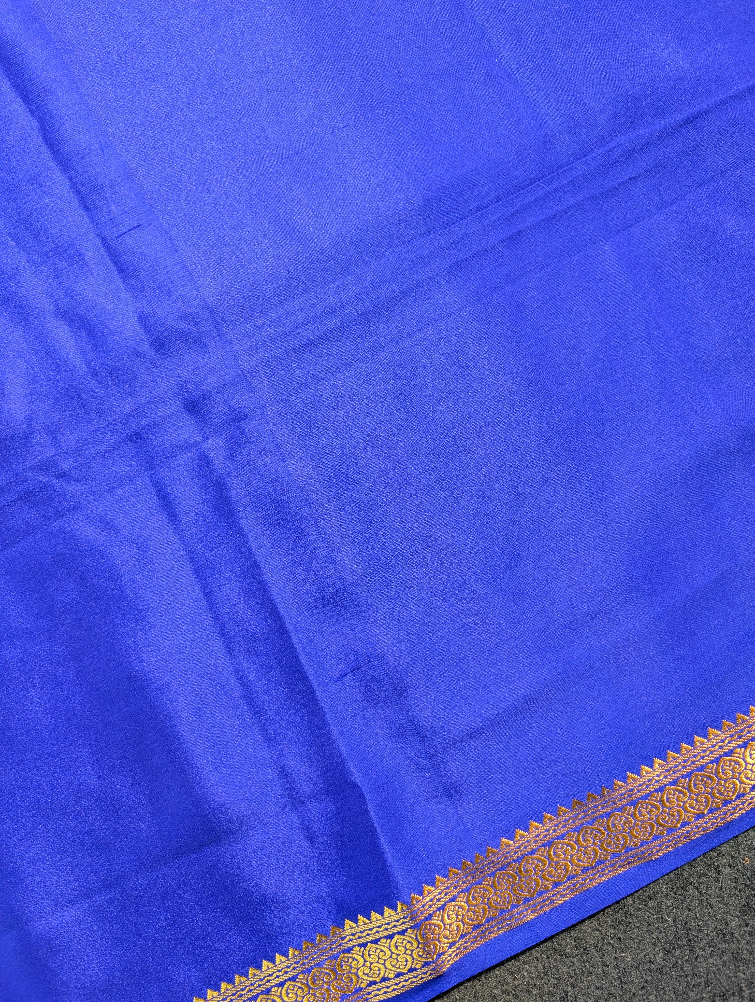Pure Mysore Silk Crepe X Hand Embroidery - Royal Blue