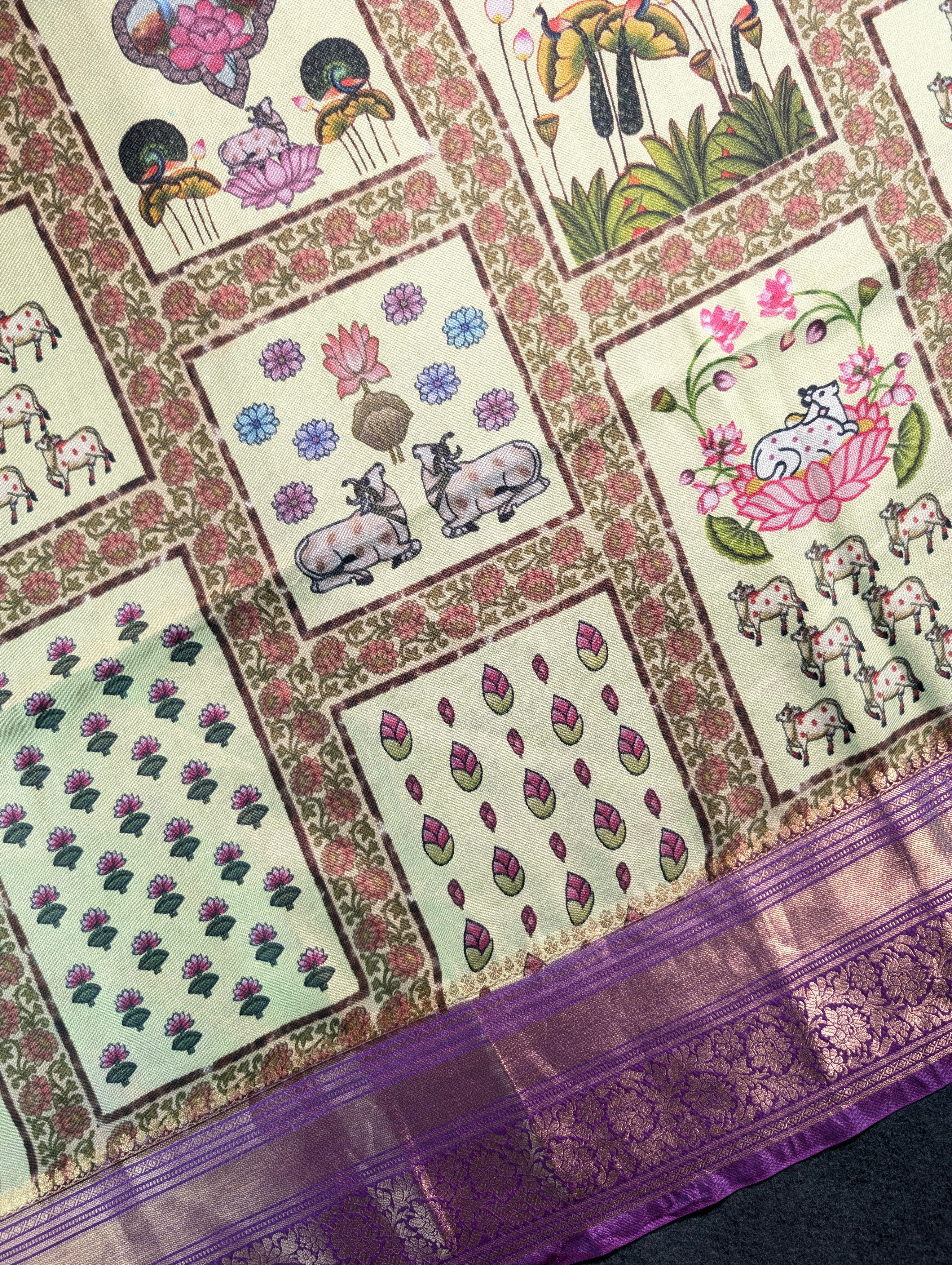 Pure Silk X Heritage-Inspired Printed Saree with Miniature Motifs