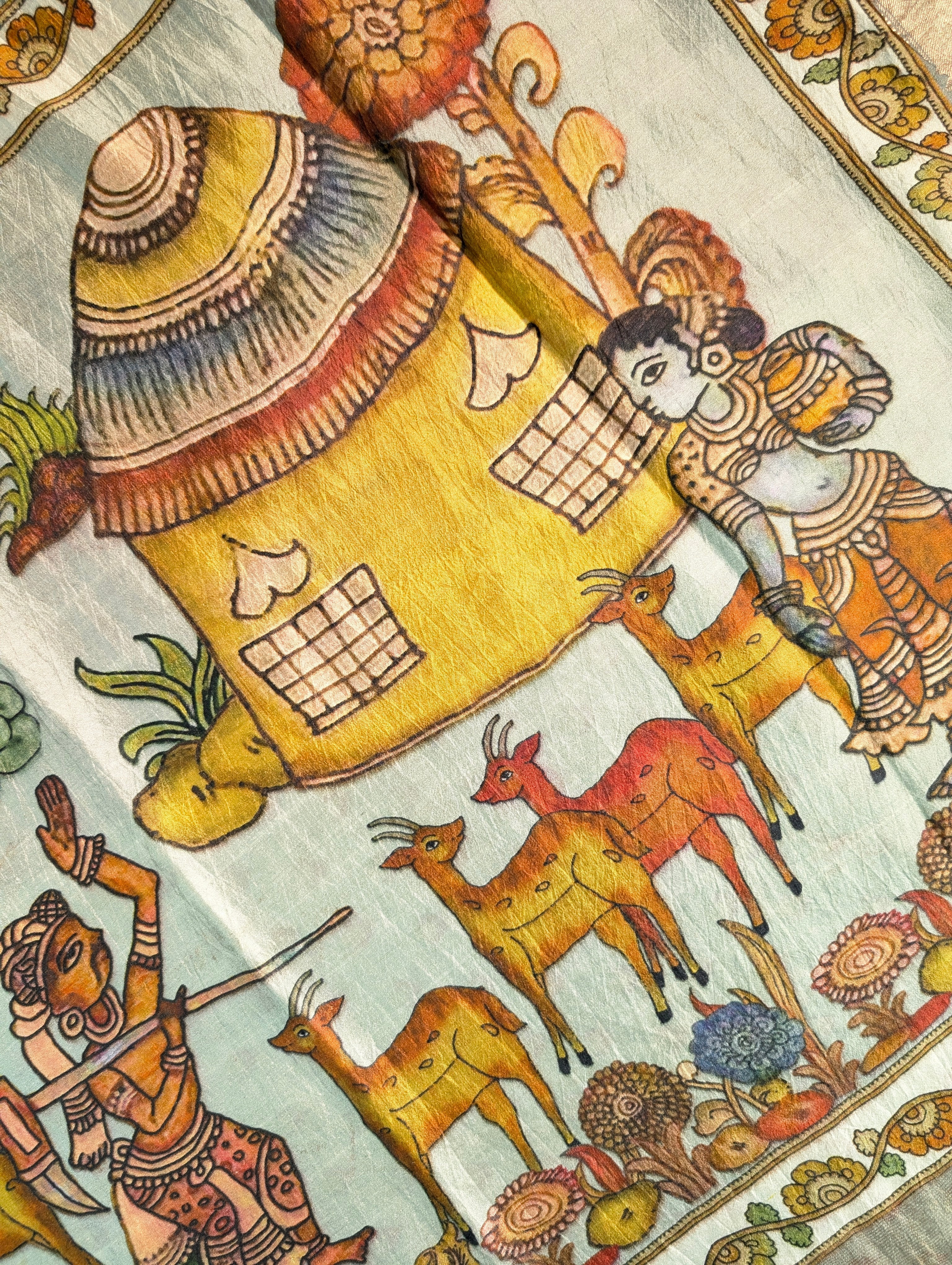 Pure Chiniya Silk X Hand knitted bandhani - Terracota Red