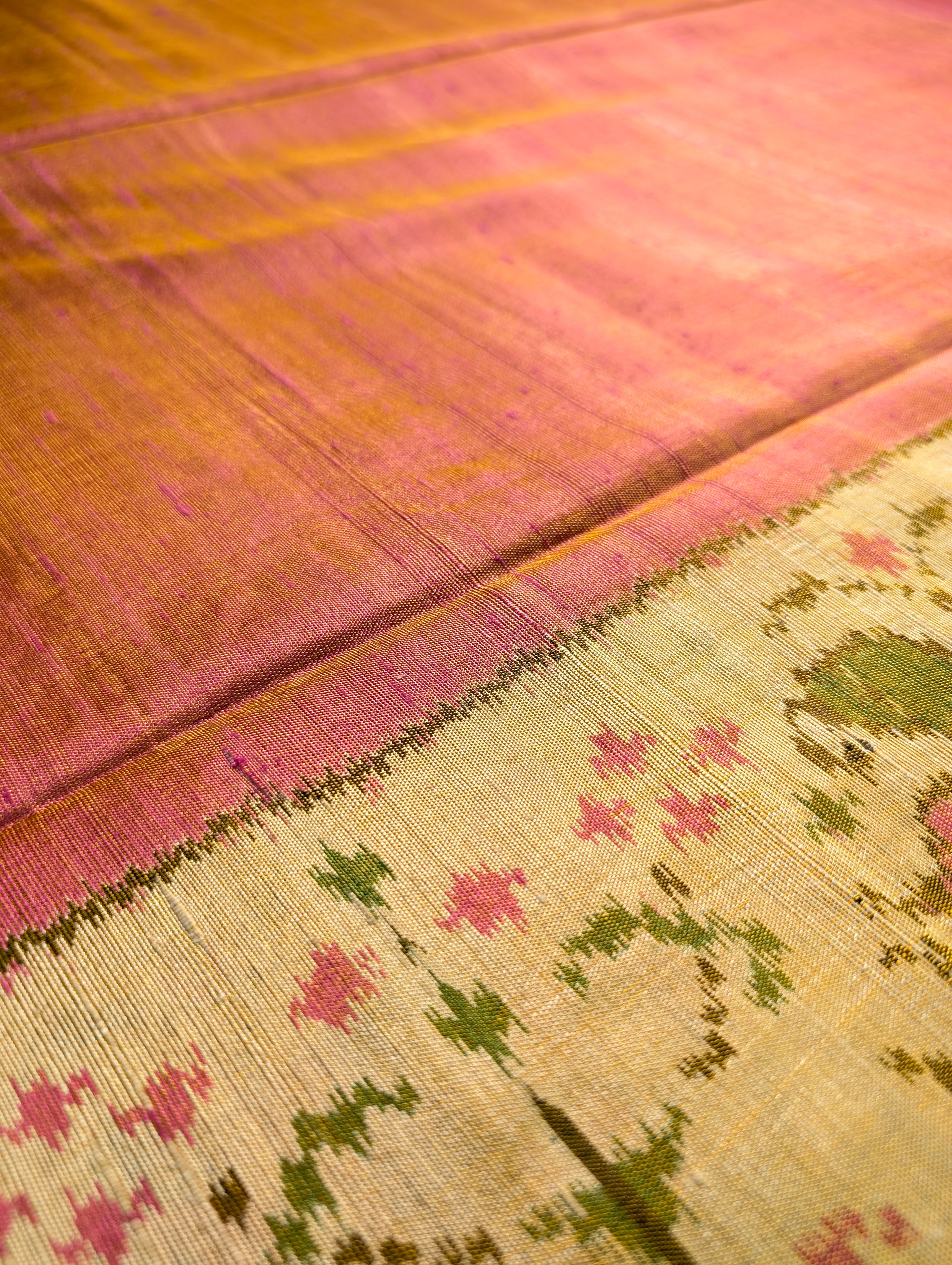 Handloom Raw Silk Patola Saree X Orangish Pink
