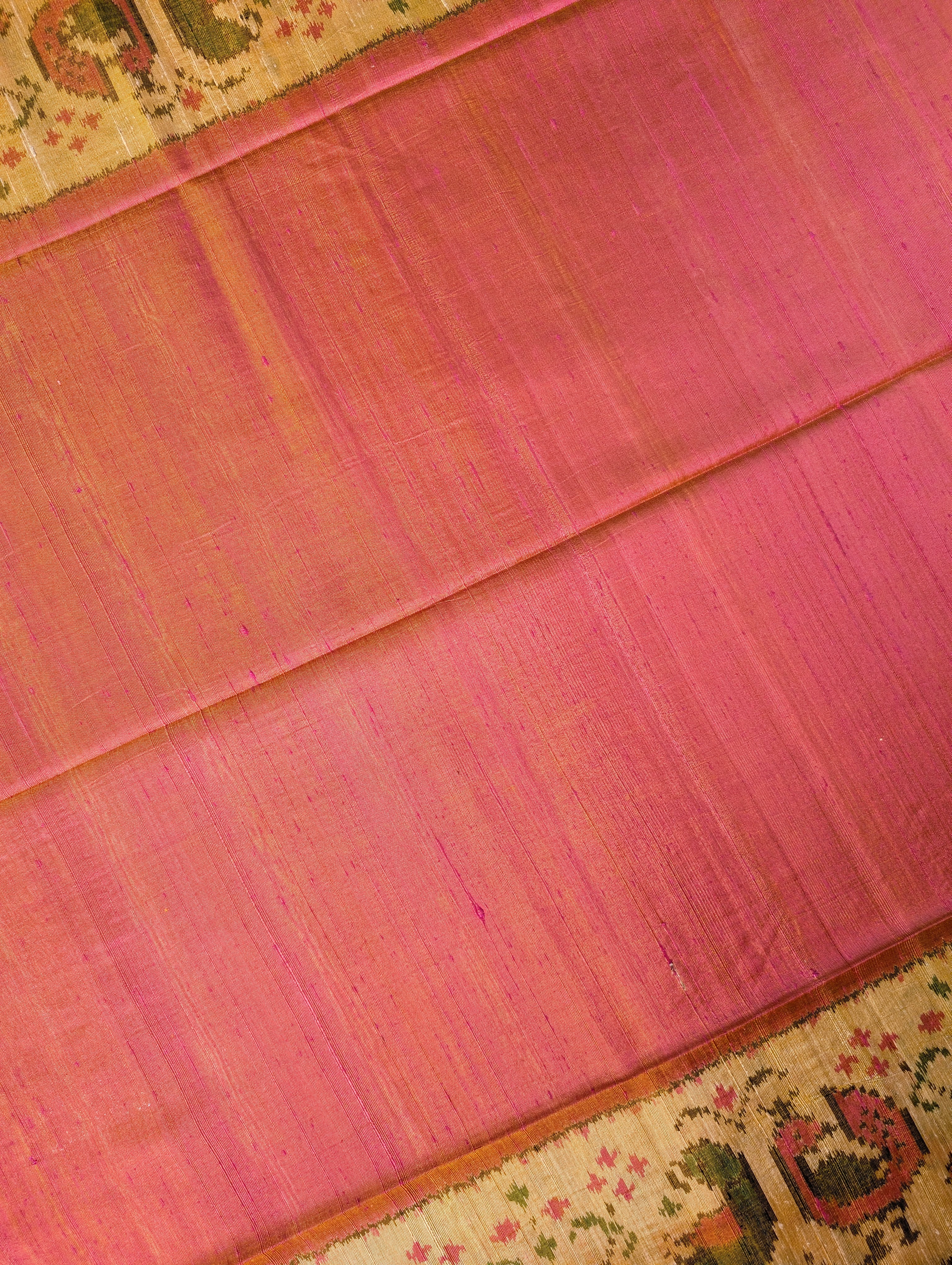 Handloom Raw Silk Patola Saree X Orangish Pink