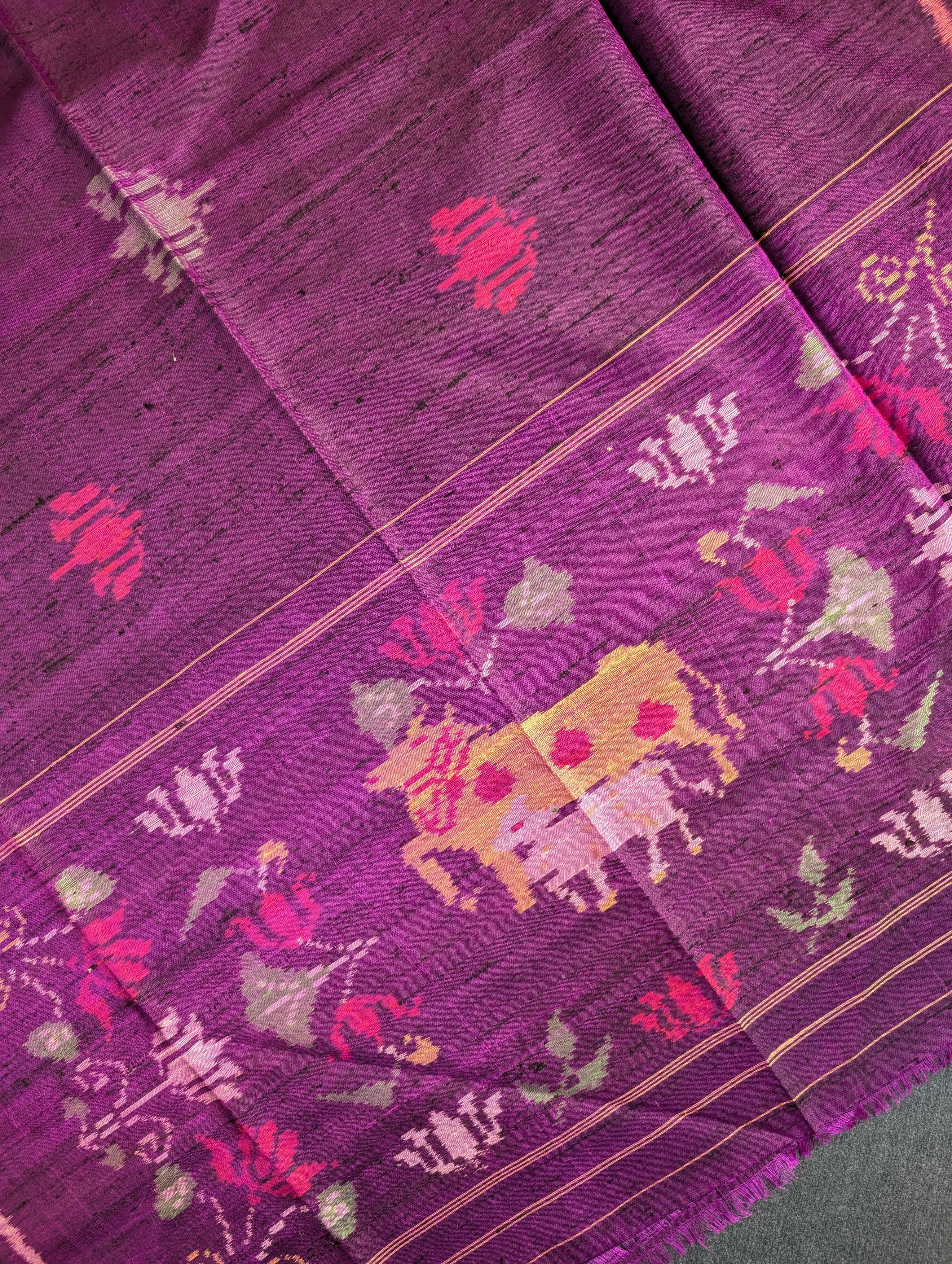 Handloom Raw Silk Patola Saree X Deep Purple