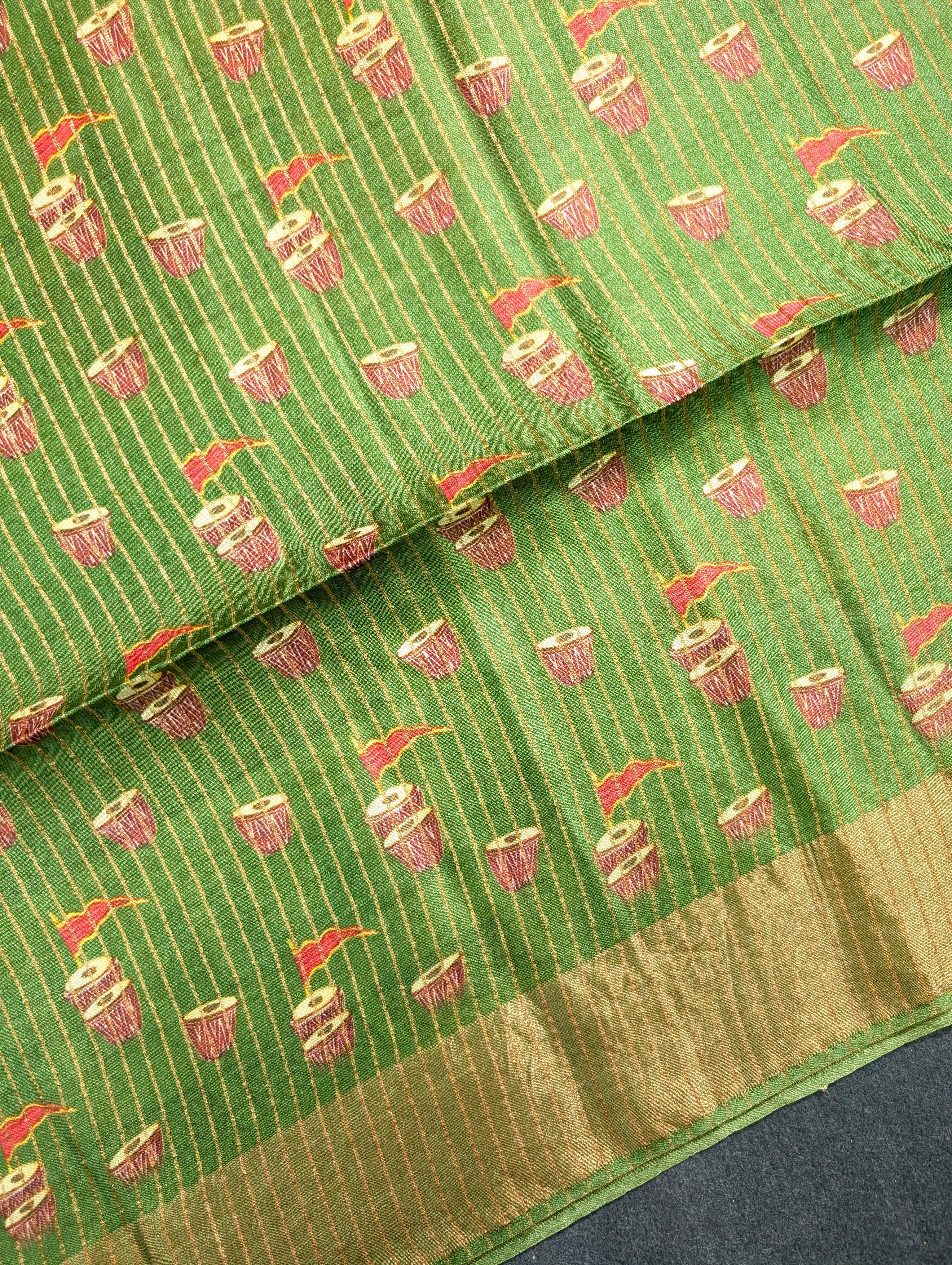 Pure Tussar Silk - Heritage Miniature Art Print in Meadow Green