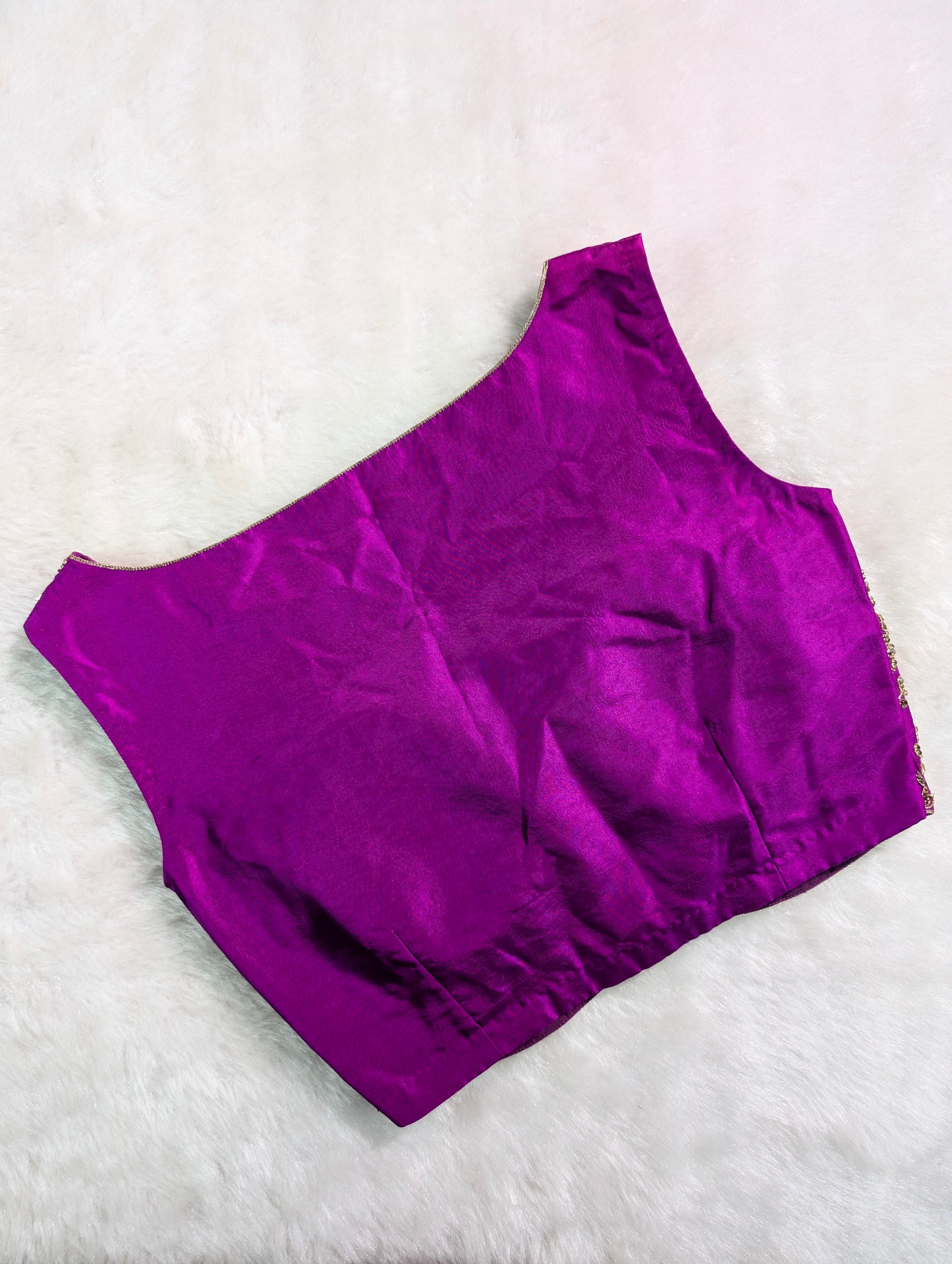 Royal Purple Embroidered Silk Blouse