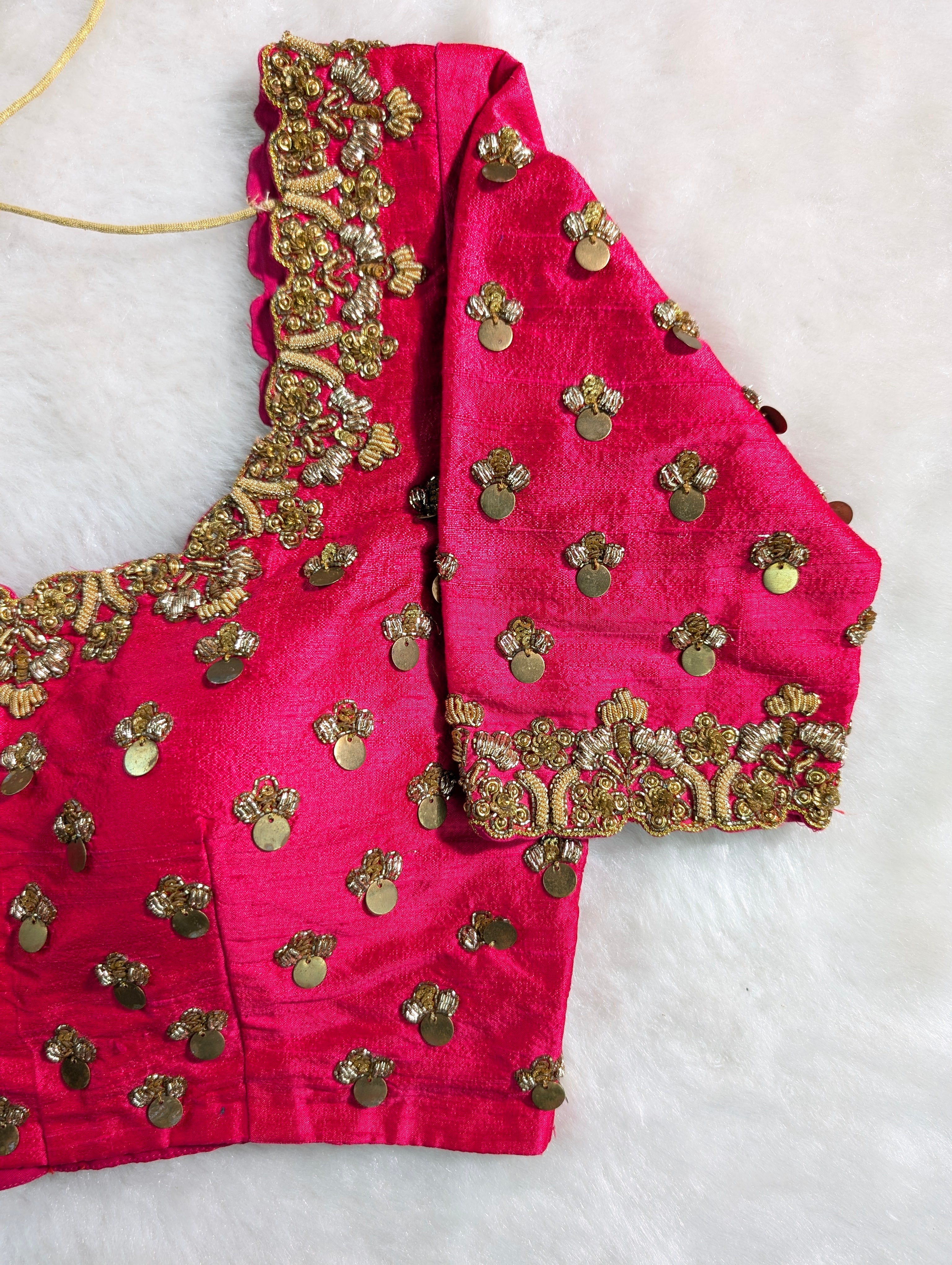 Hot Pink Heavy Hand Embroidered Blouse