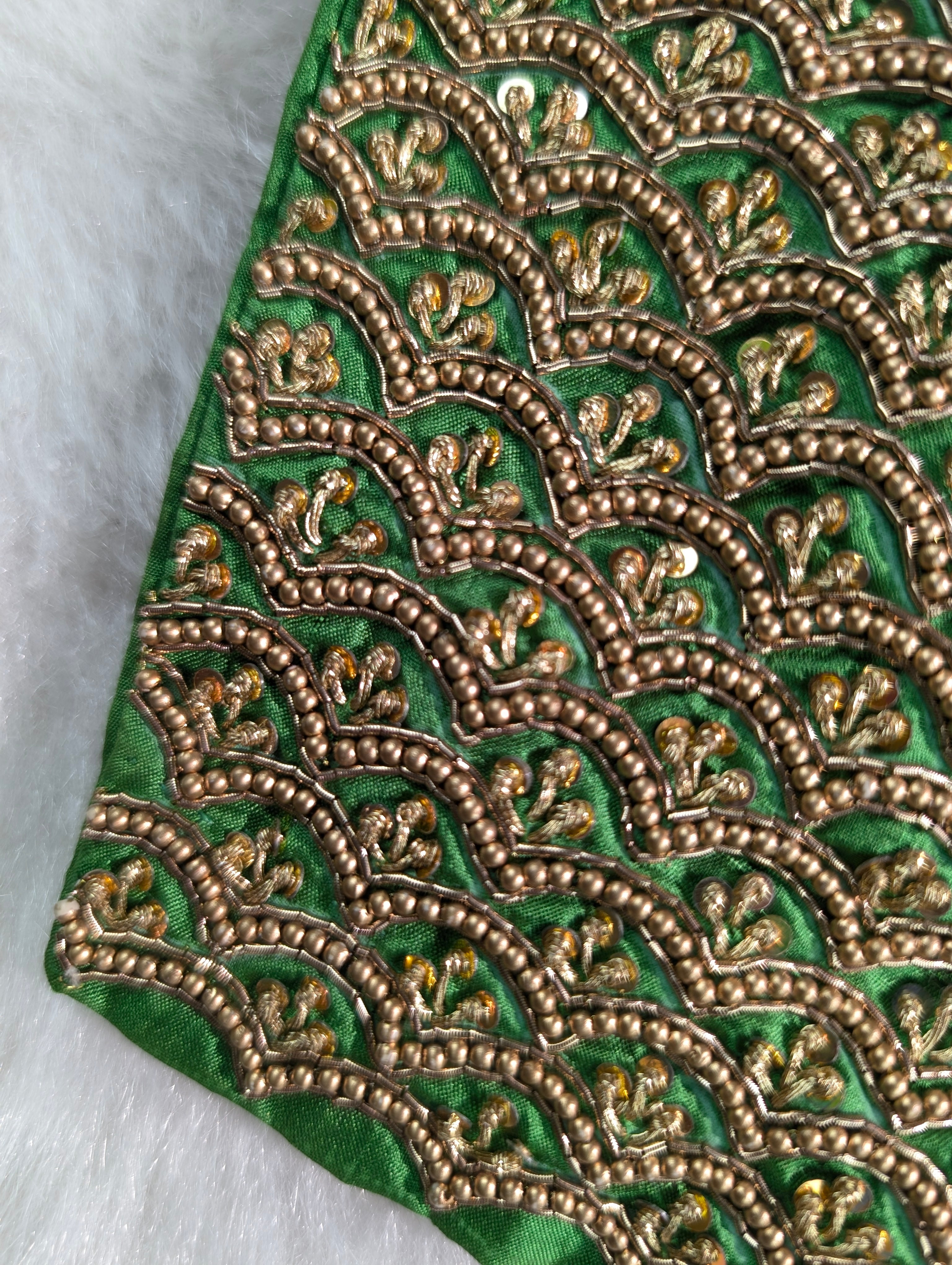 Emerald Green Peacock Embroidered Blouse