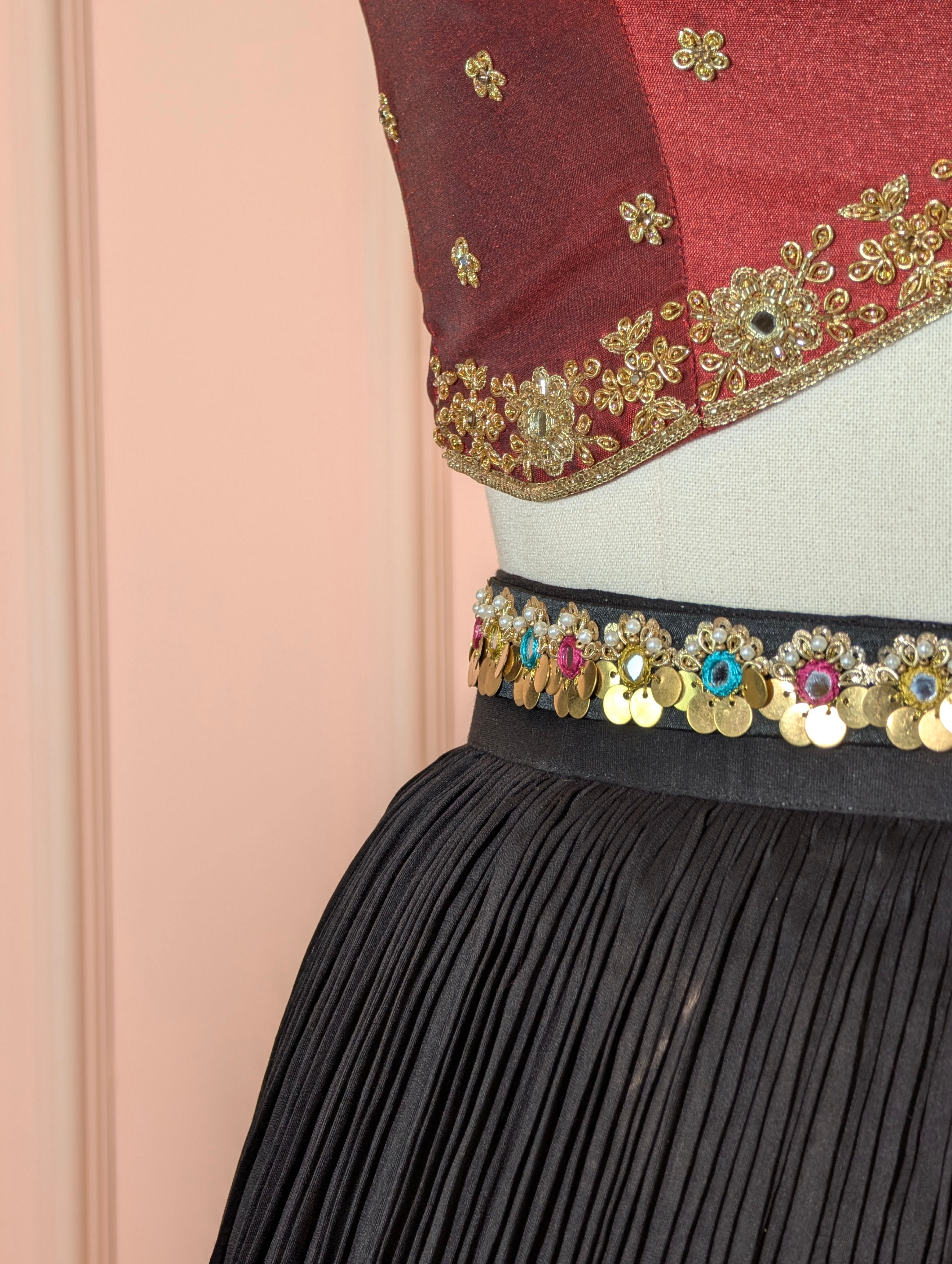Classic Maroon & Black Lehenga Set