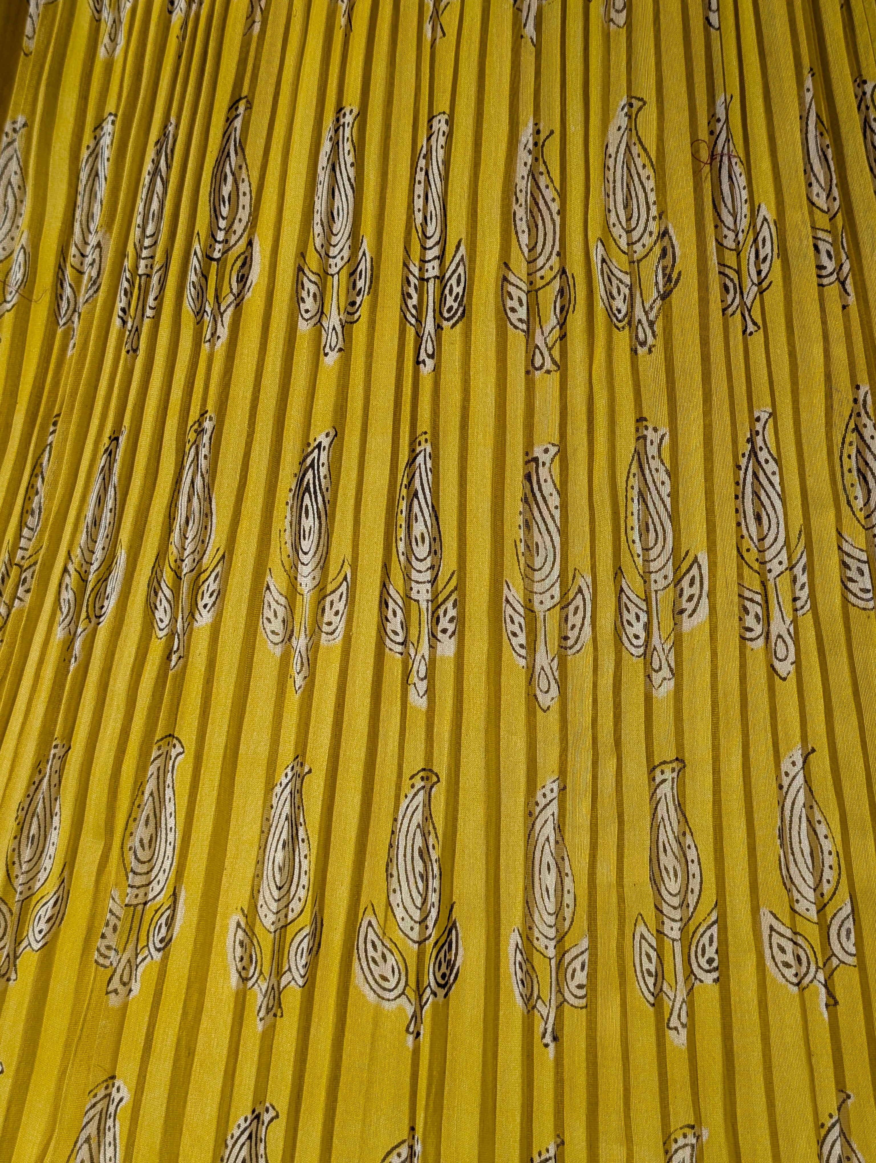 Yellow Printed Lehenga with Black Blouse