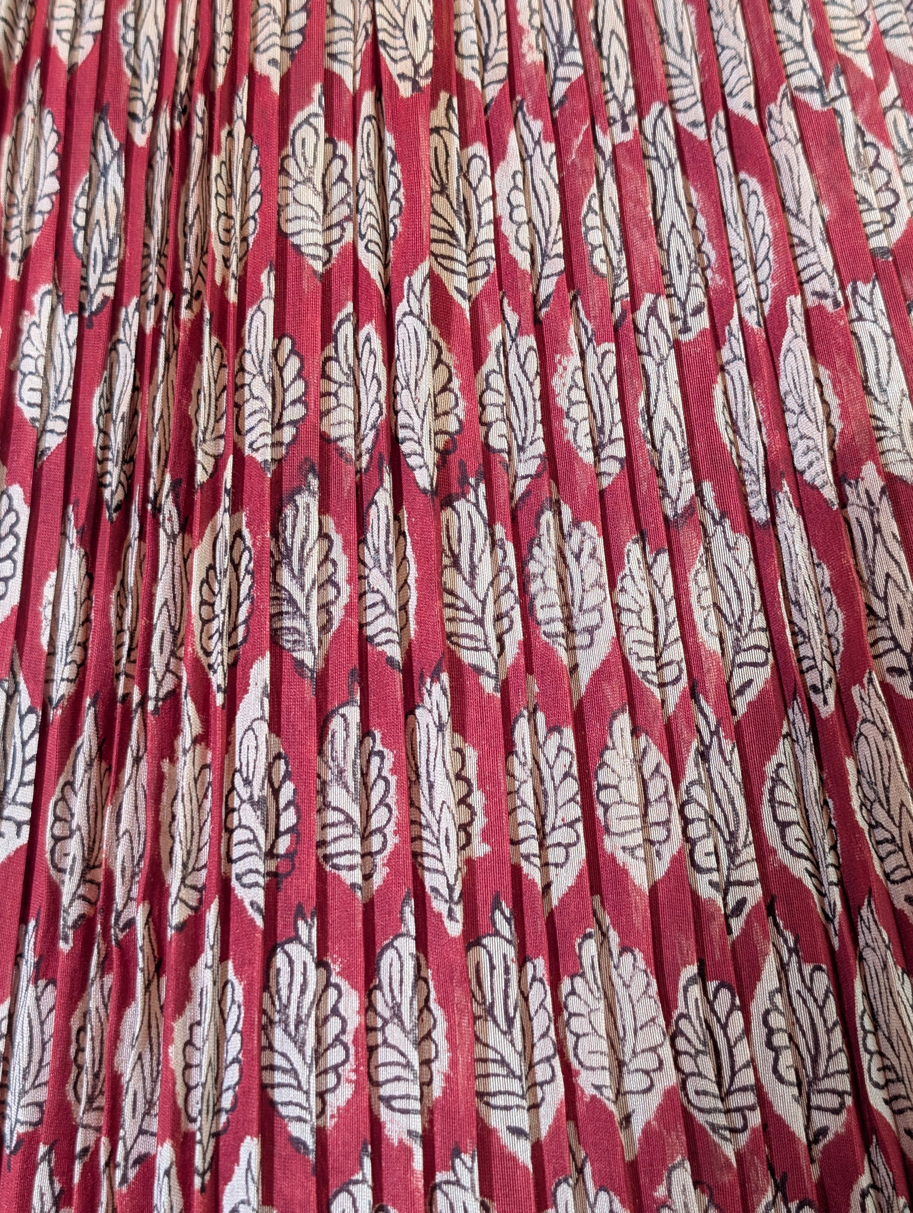 Maroon Gold Block Print Anarkali Gown