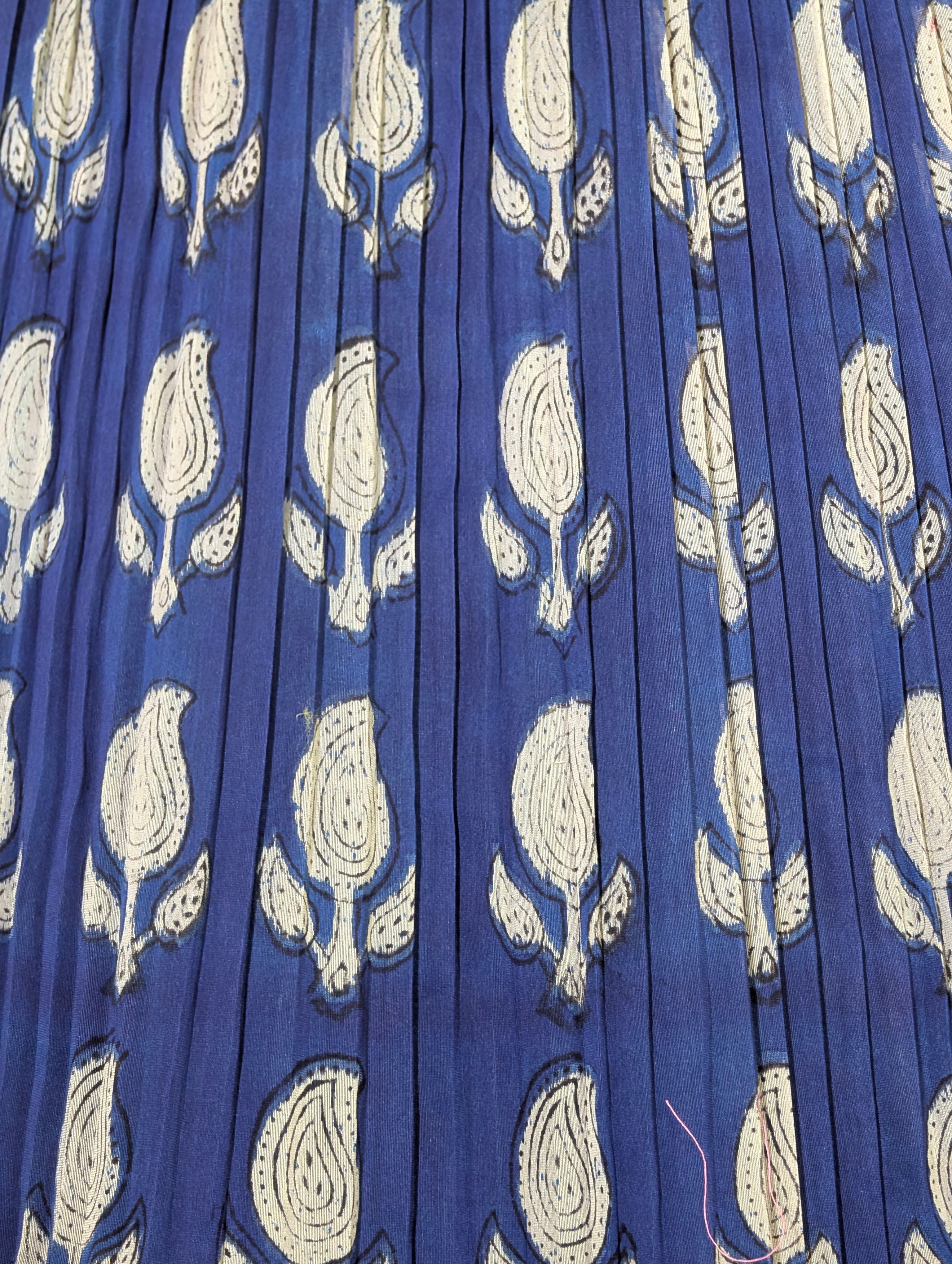 Hand Block Printed Indigo Crop Top Skirt
