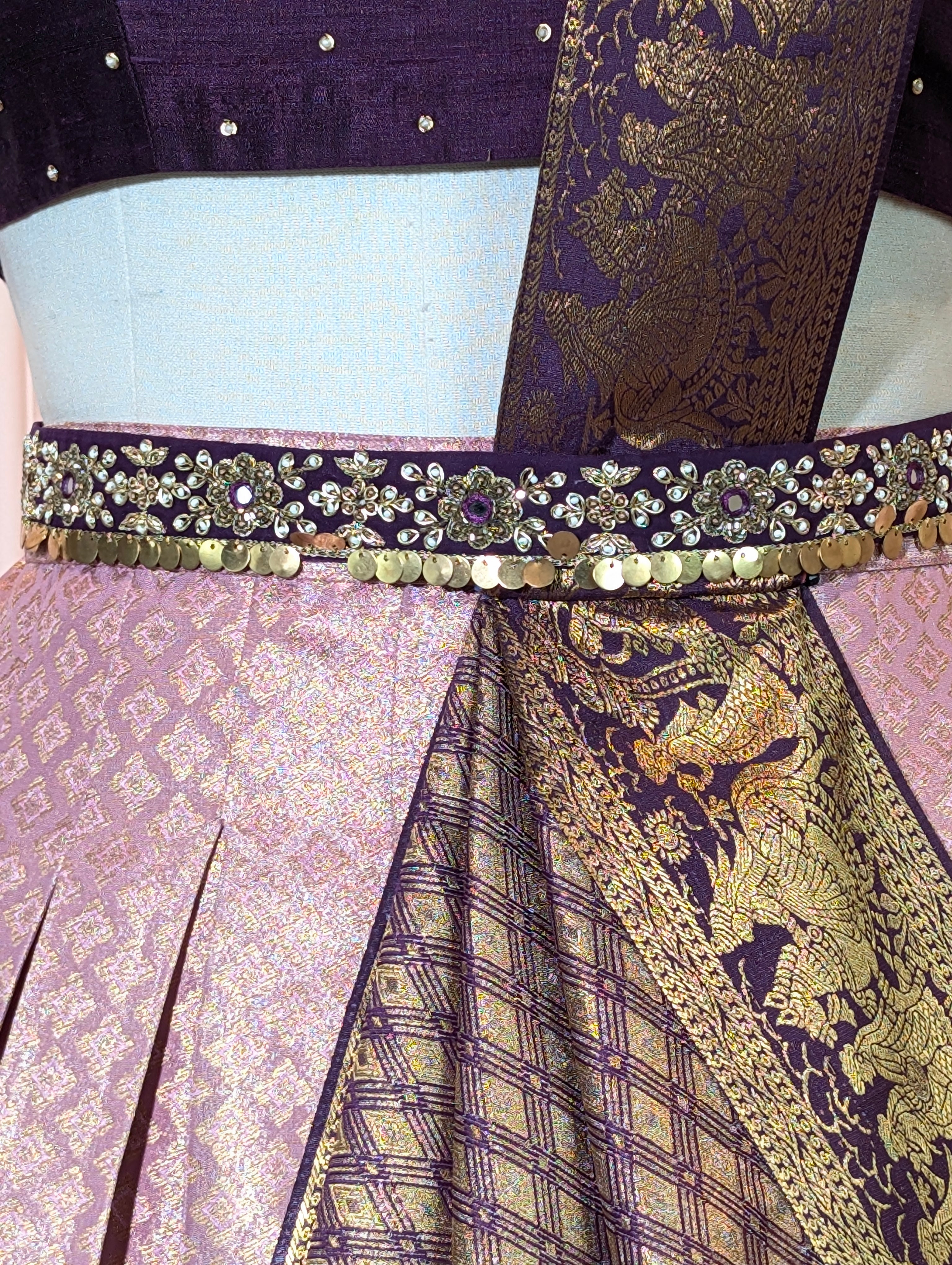 Royal Purple & Lilac Predraped Lehanga Set