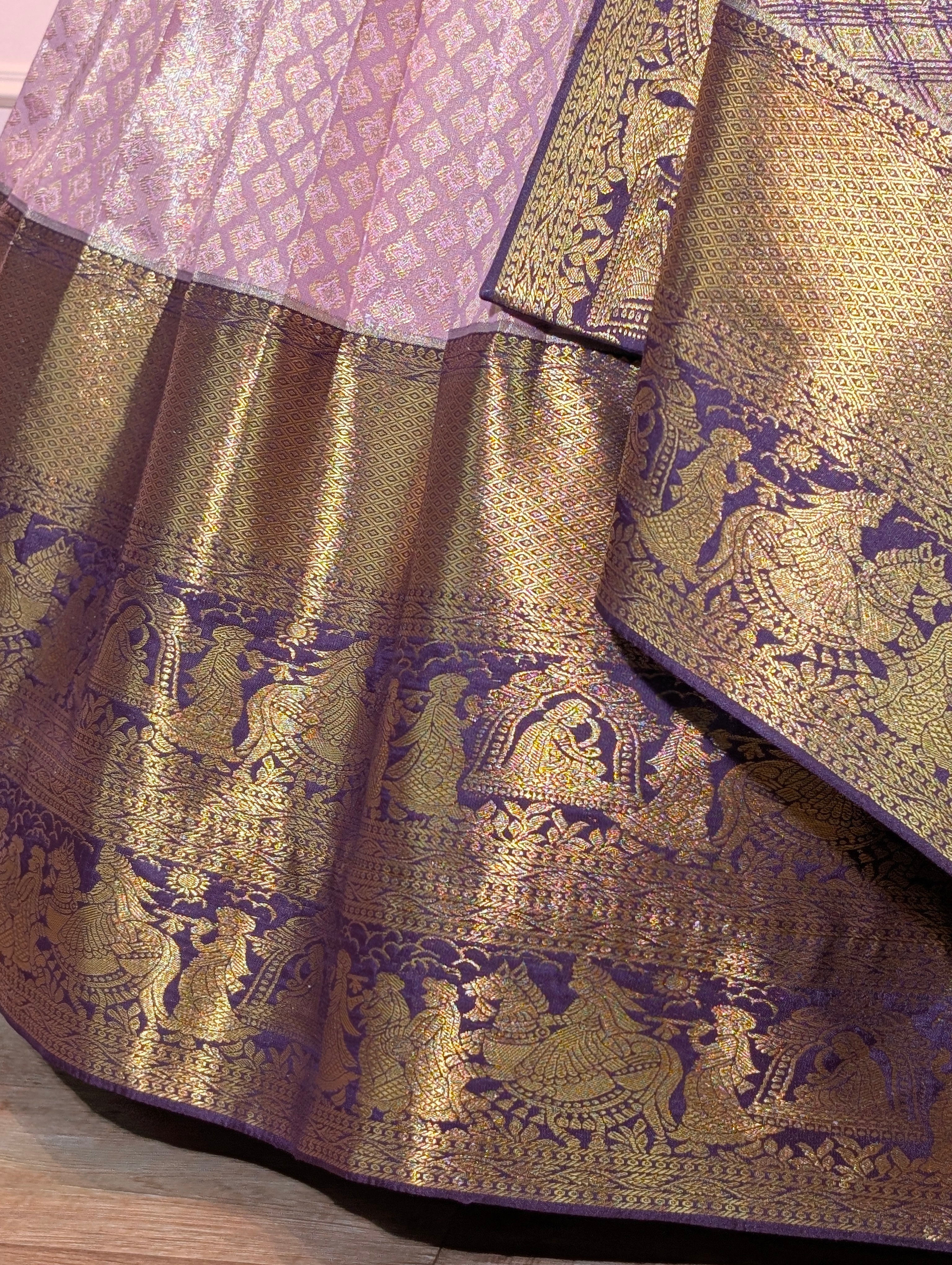 Royal Purple & Lilac Predraped Lehanga Set