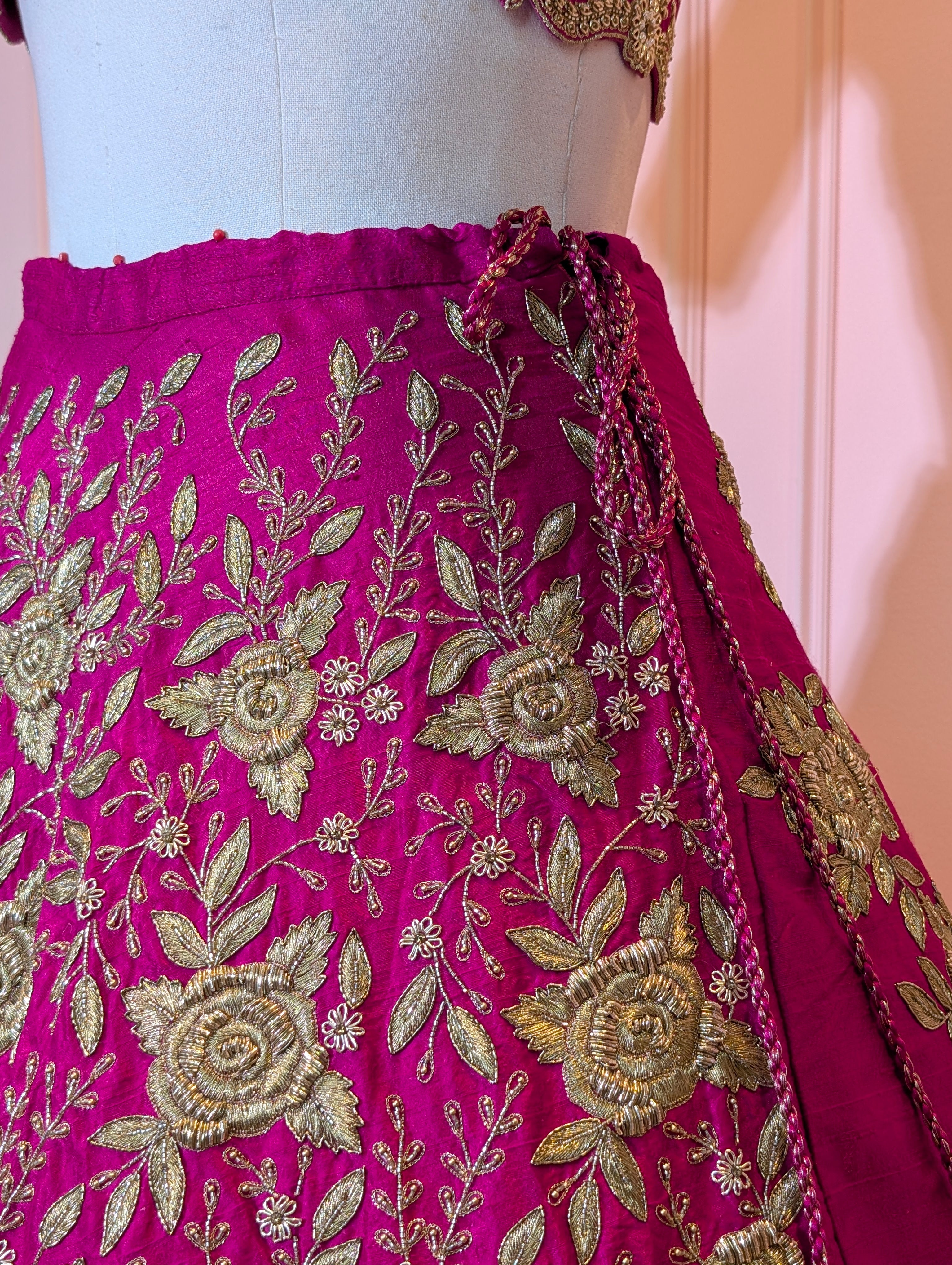 Heavy Hand Embroidered Lehanga Set - Pink