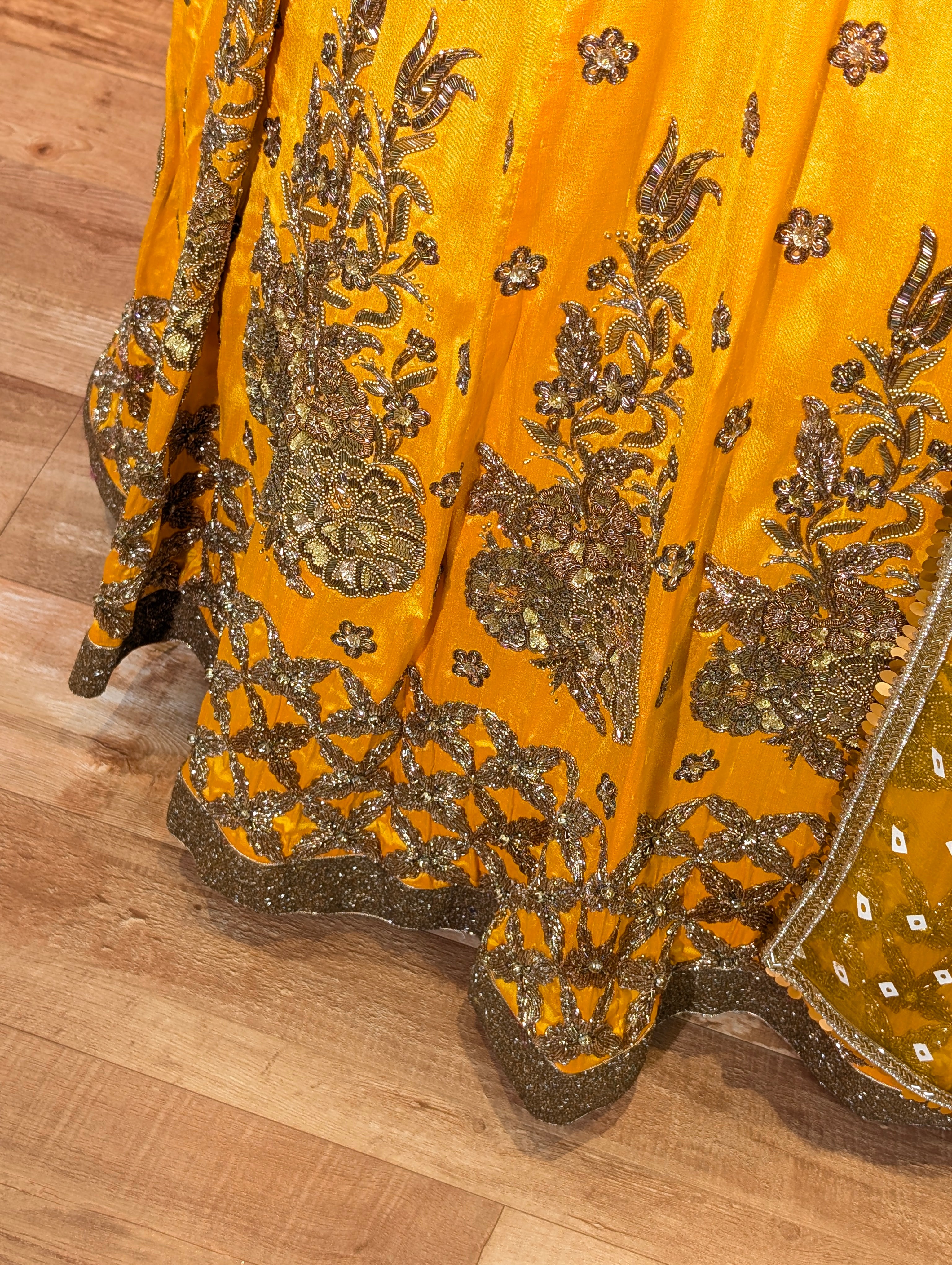 Heavy Hand Embroidered Lehanga Set - Sunshine Yellow