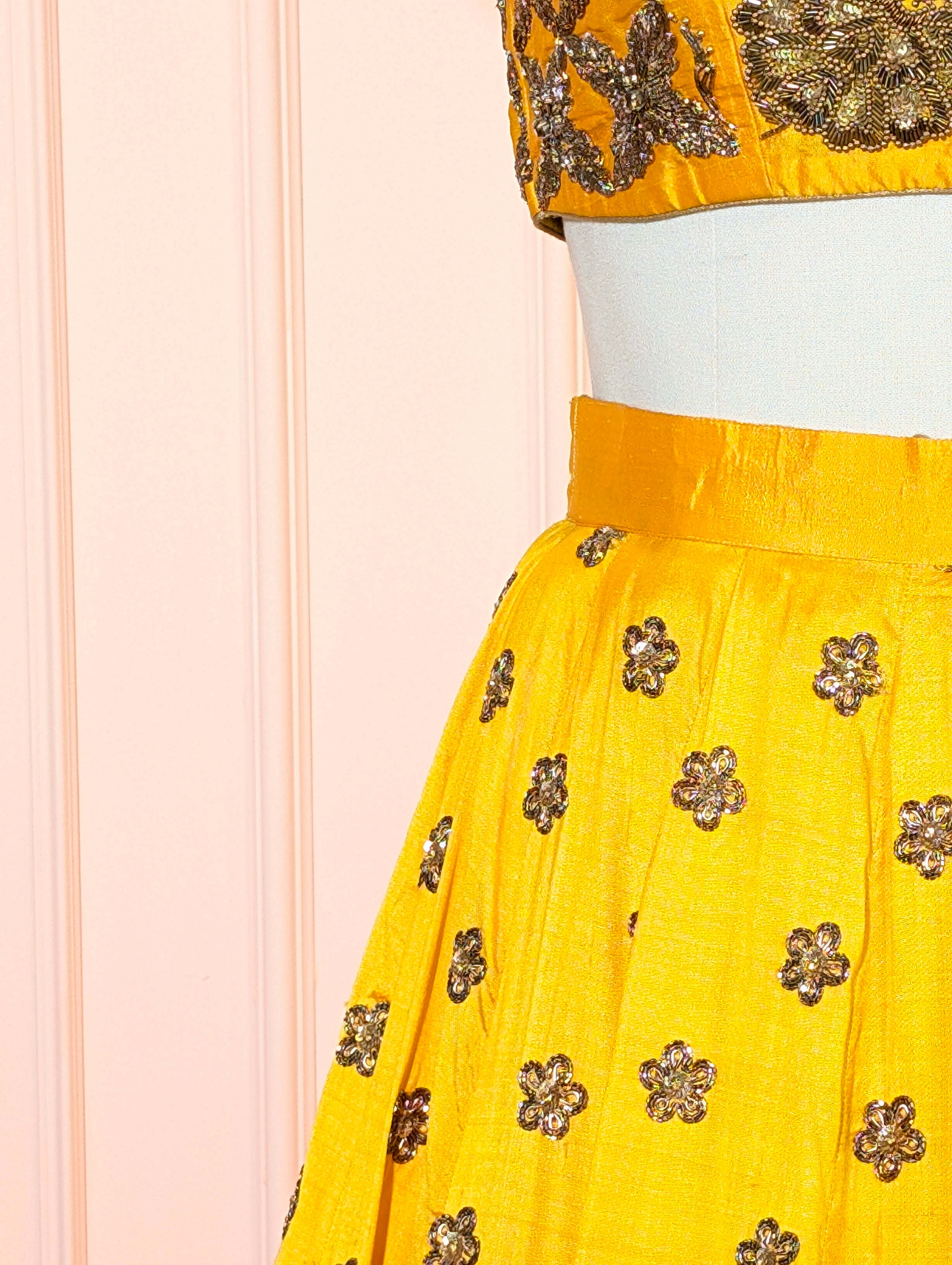 Heavy Hand Embroidered Lehanga Set - Sunshine Yellow