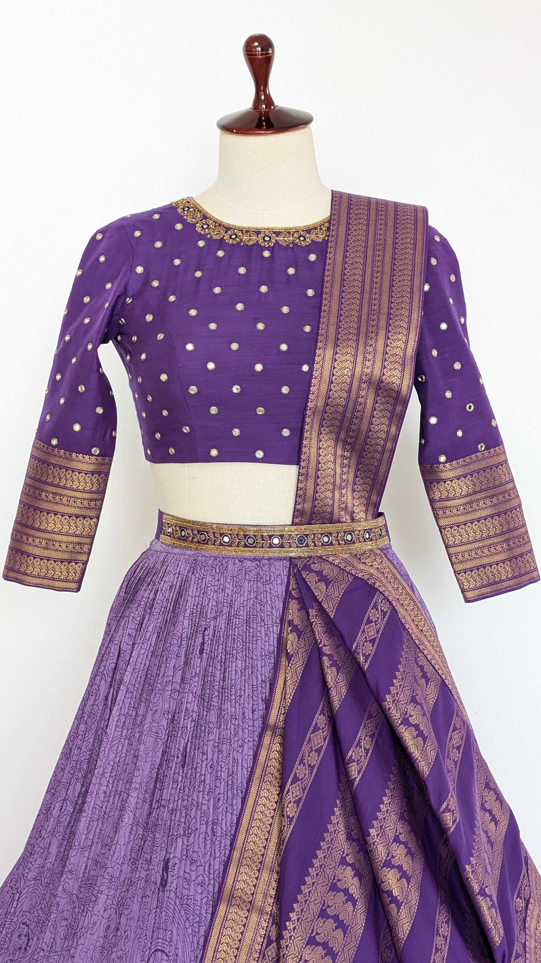 Royal Violet Silk Lehenga with Heritage Zari Drape