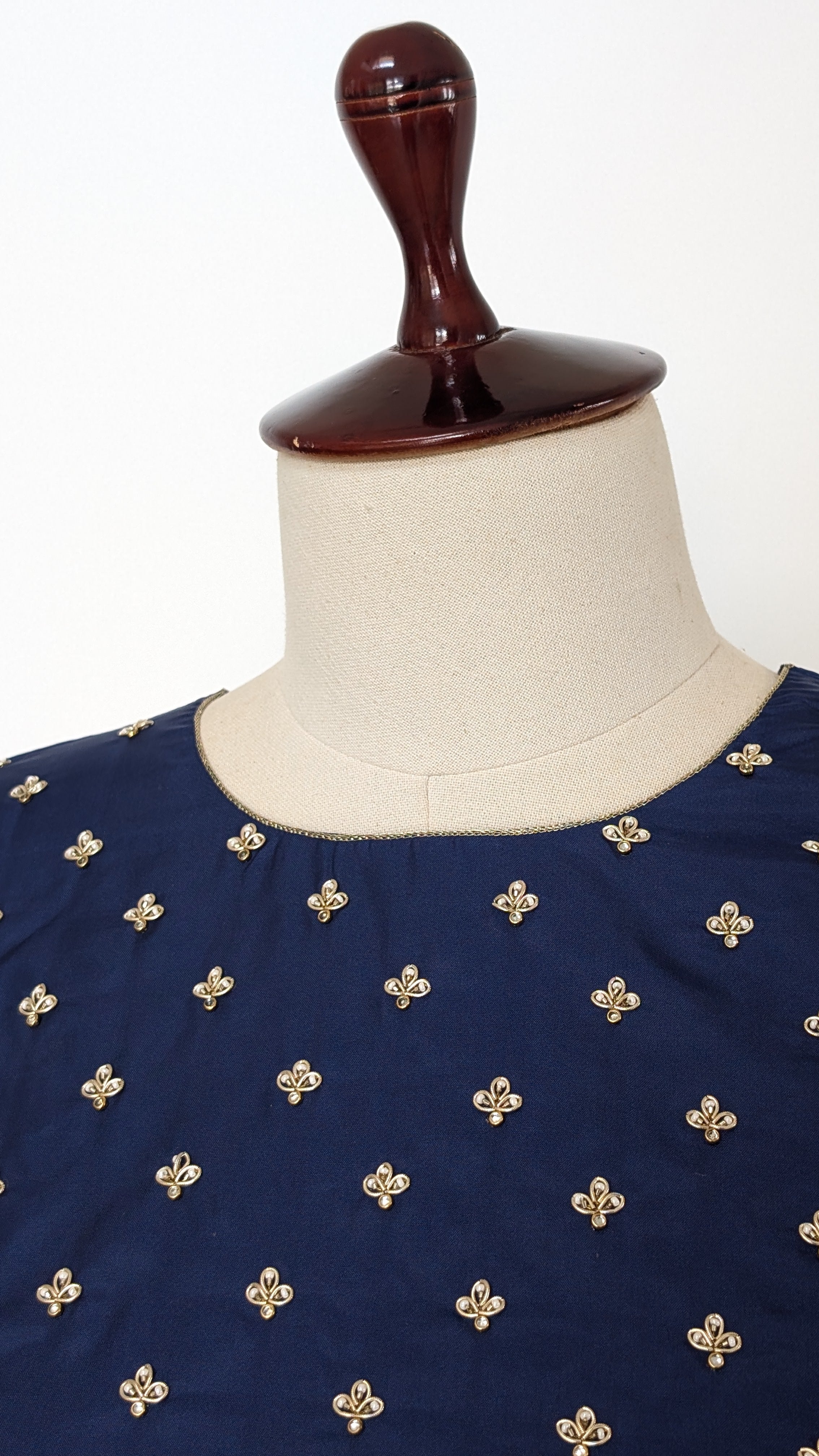 Midnight Blue & Ivory Floral Lehenga Set