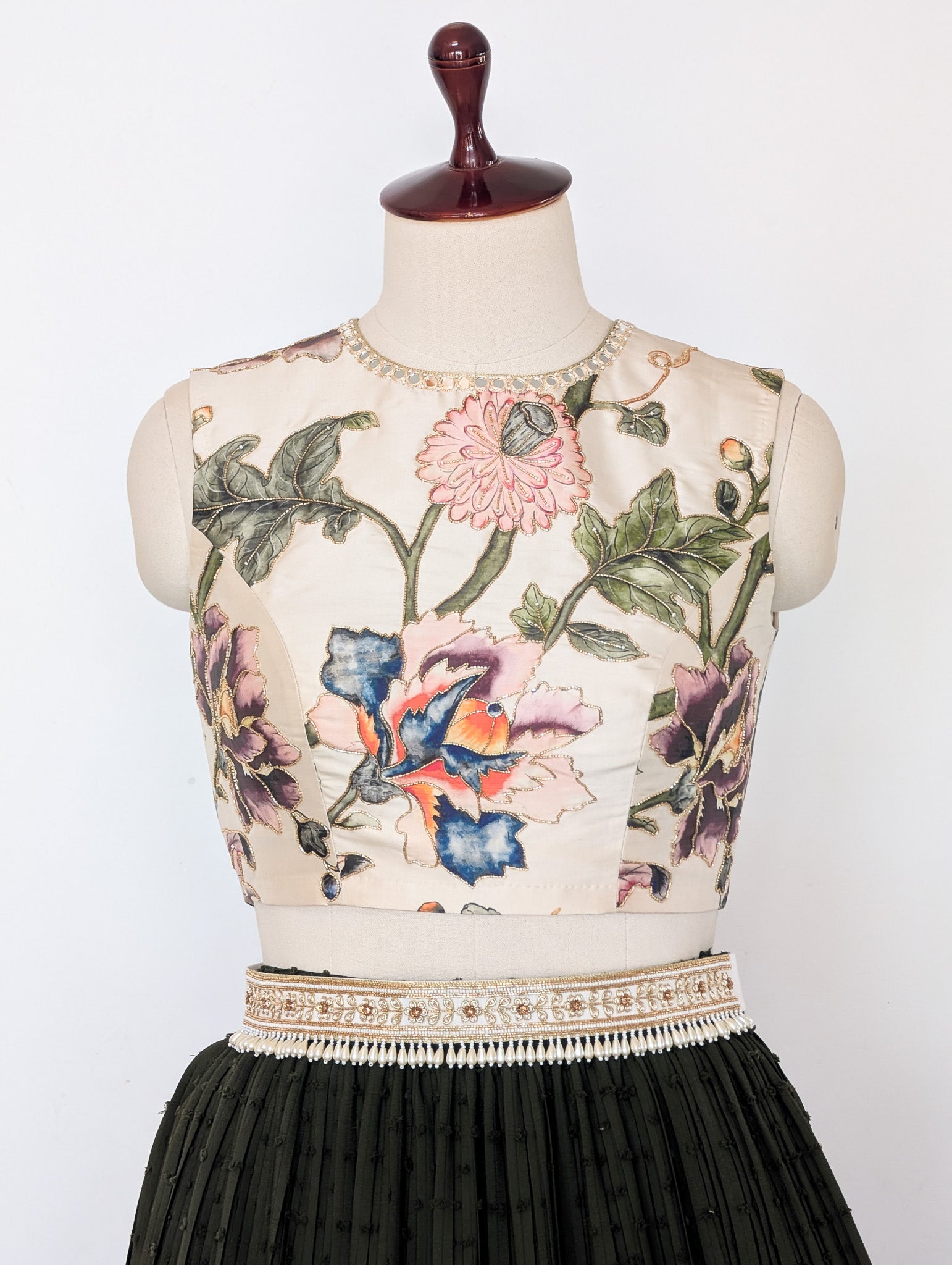 Olive Floral Lehenga Set