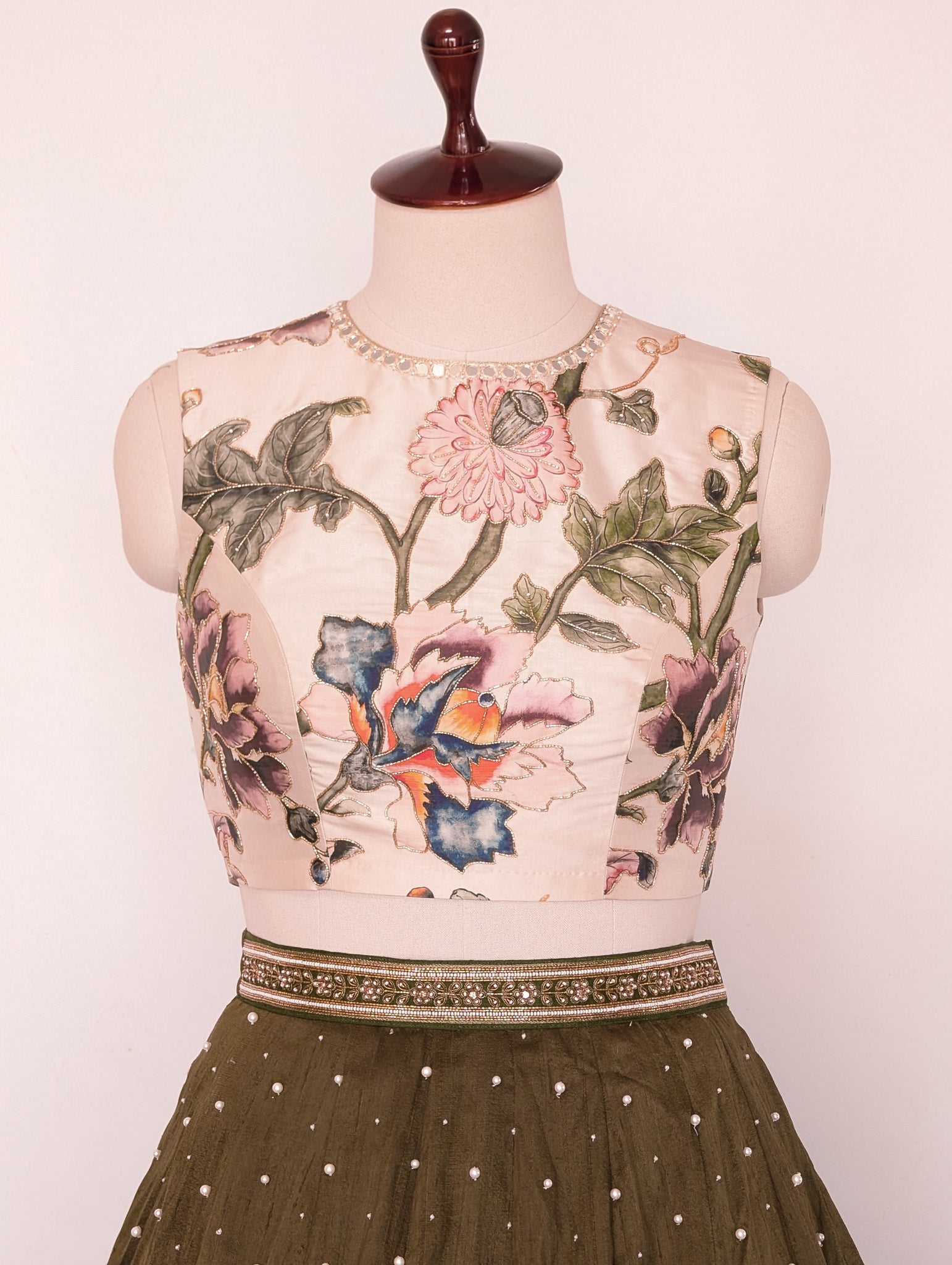 Floral Olive Lehenga