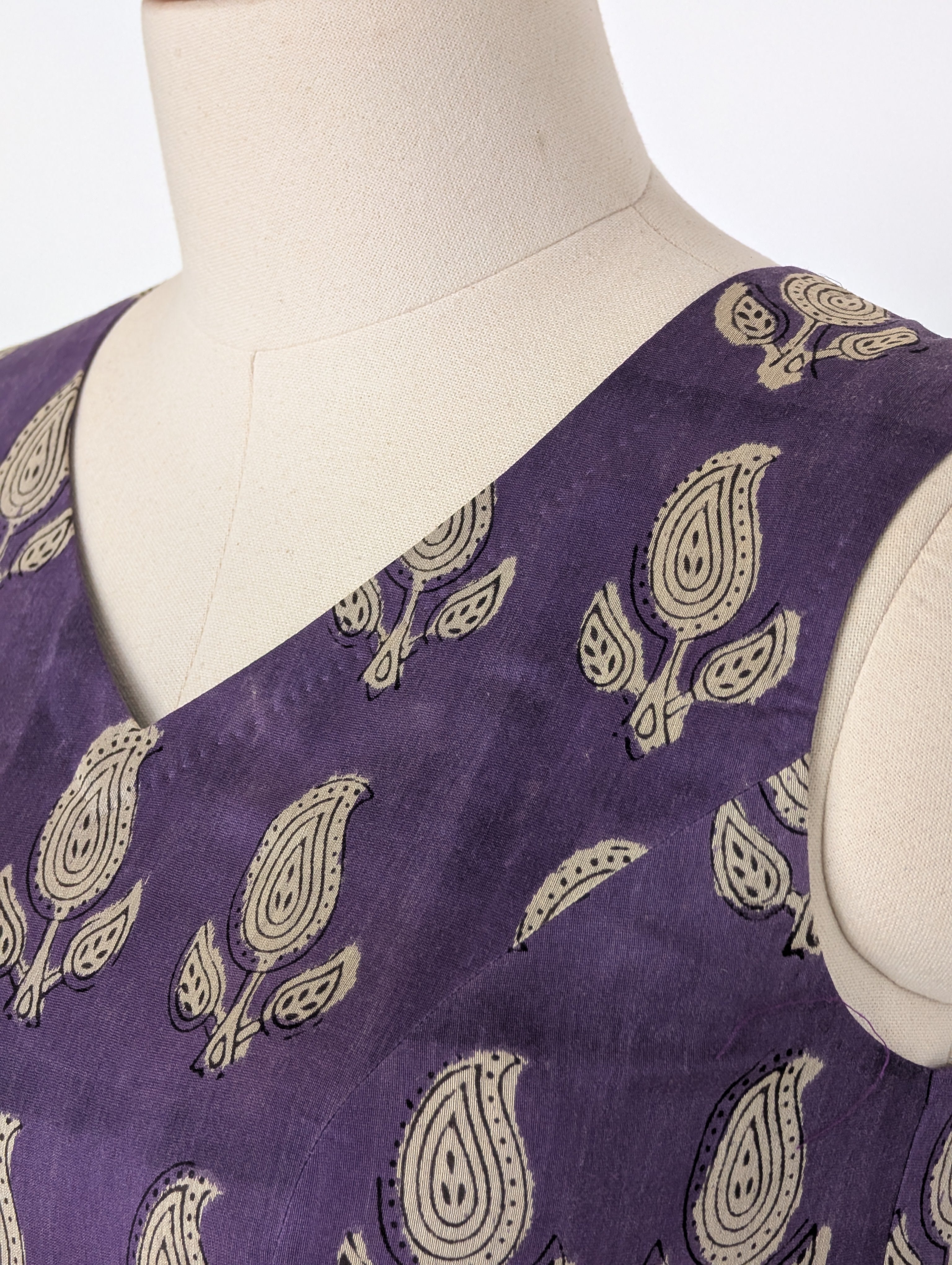 Aubergine Block Print Anarkali