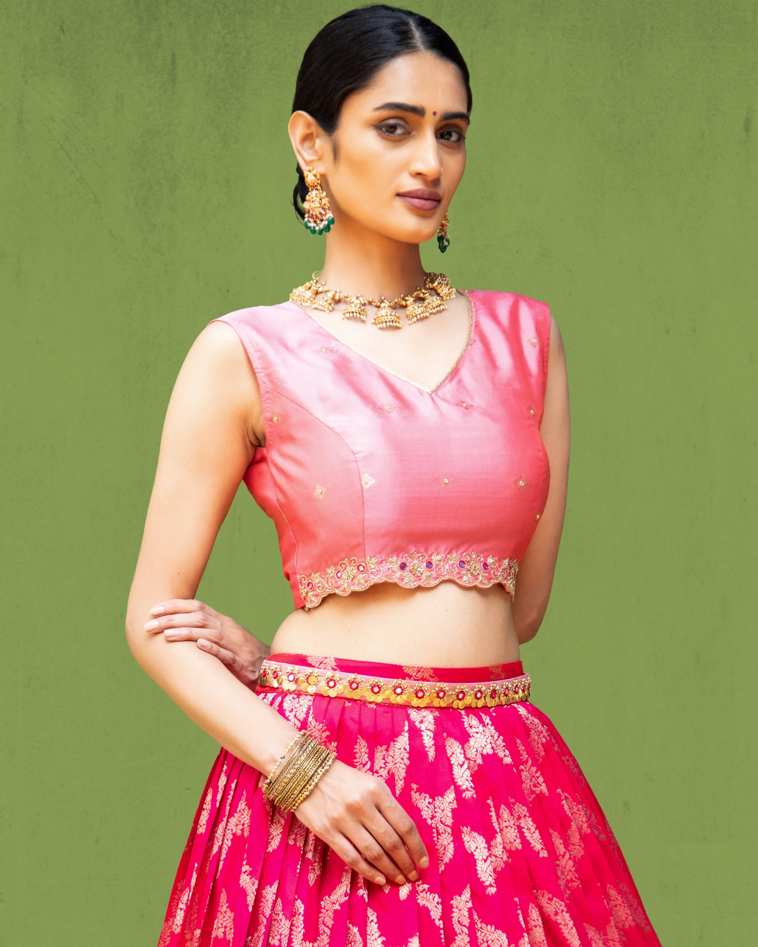 Blush Pink &amp; Rose CropTop Skirt