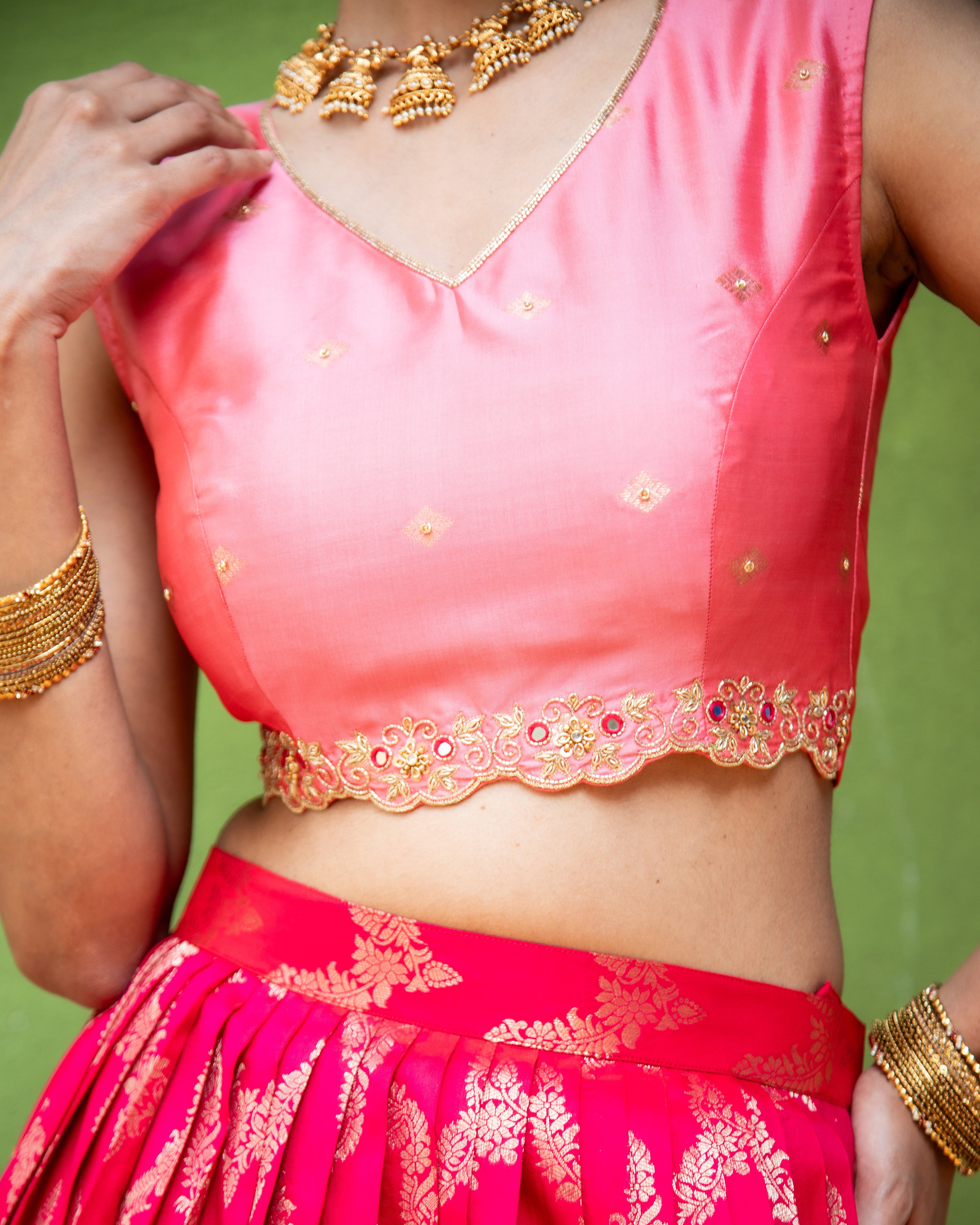 Blush Pink &amp; Rose CropTop Skirt