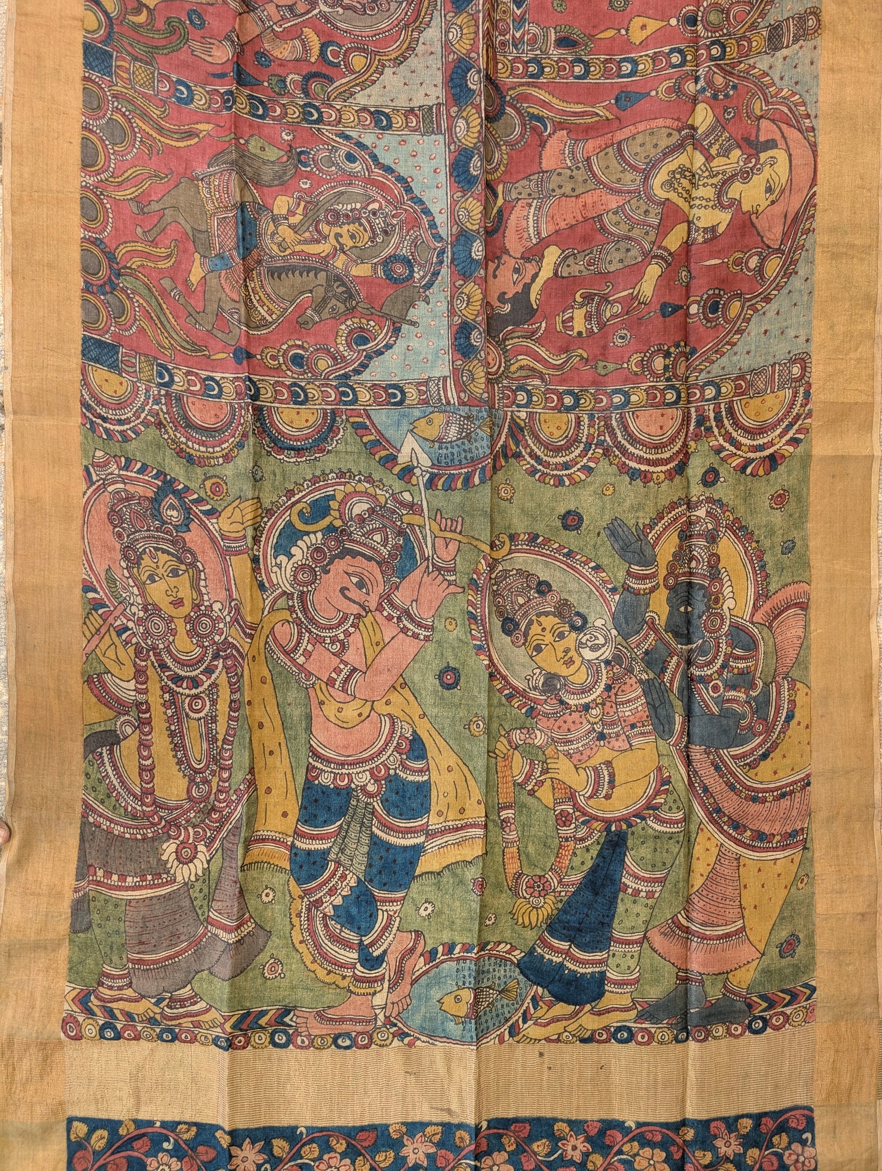 Pure tussar silk X Pen Kalamkari - Indigo Blue