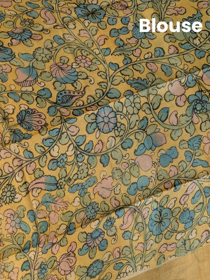 Pen Kalamkari X Pure Tussar - Antique Gold