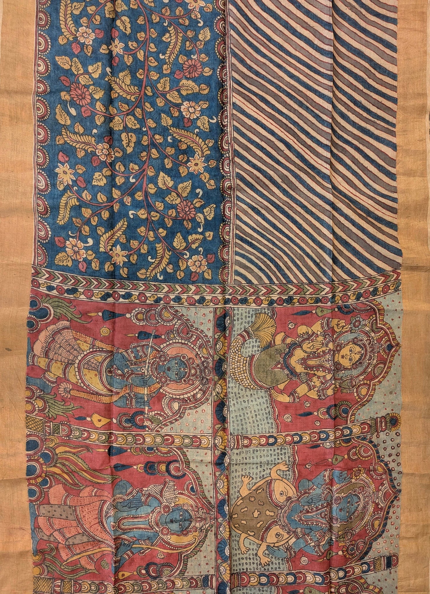 Pure tussar silk X Pen Kalamkari - Indigo Blue