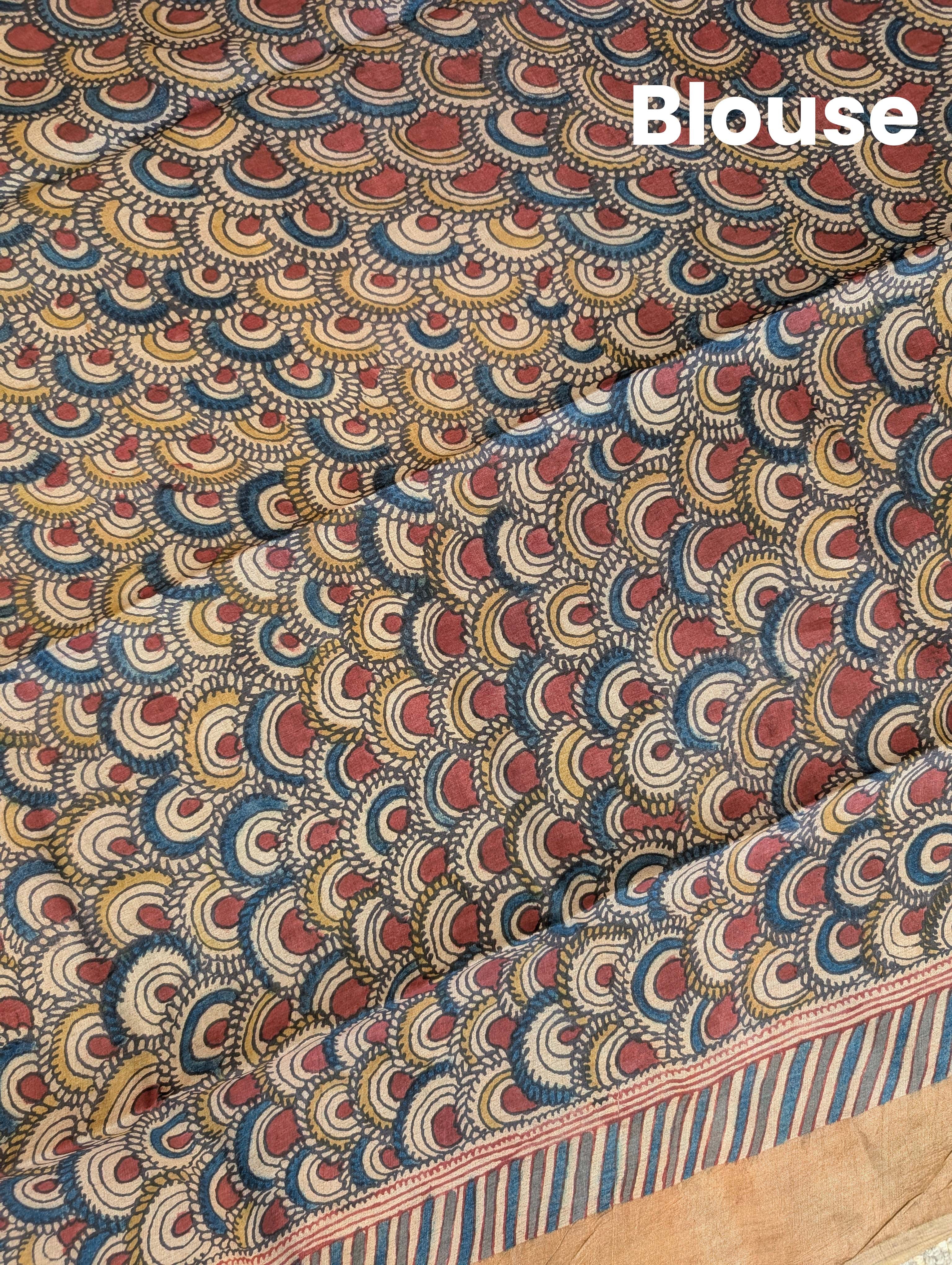 Pure tussar silk X Pen Kalamkari - Indigo Blue