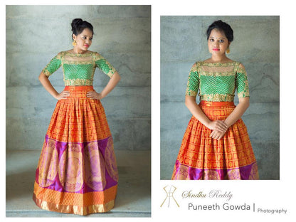 Heavy Hand Embroidered Green Cutwork Blouse